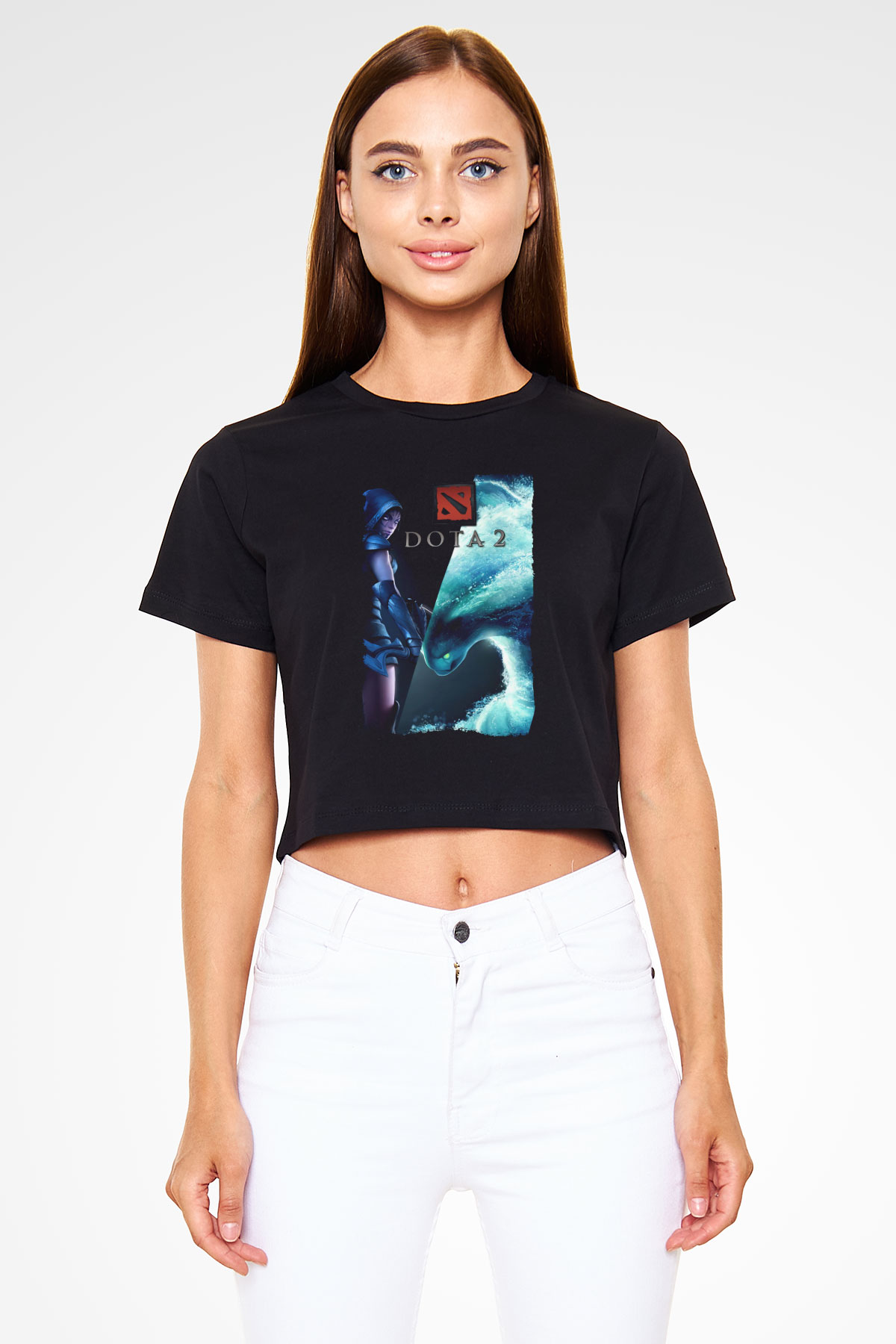 Dota 2 Siyah  Crop Top Tişört