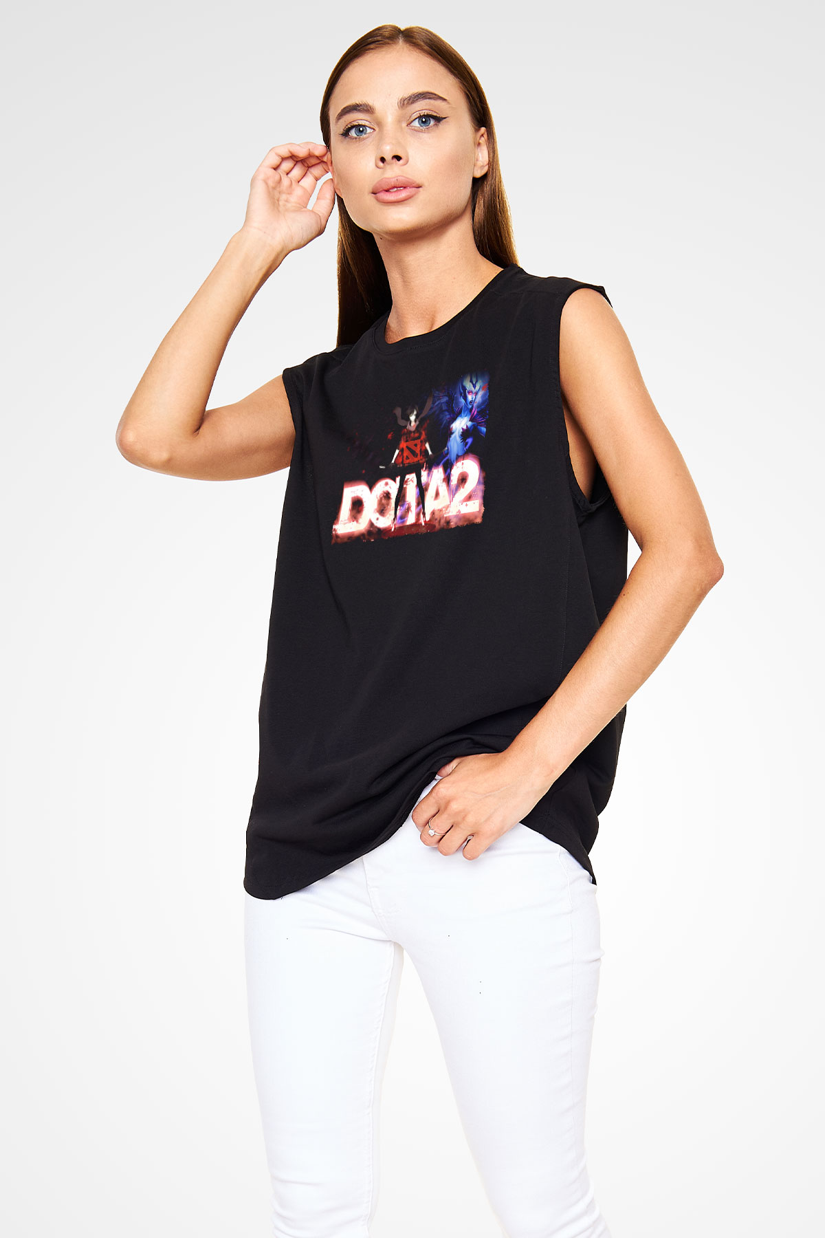 Dota 2 Siyah Unisex Kolsuz Tişört