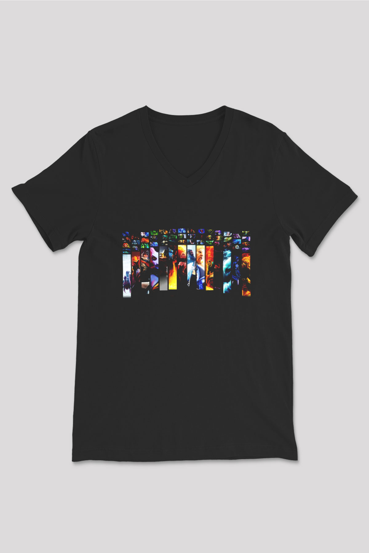 Dota 2 Siyah Unisex V Yaka Tişört T-Shirt