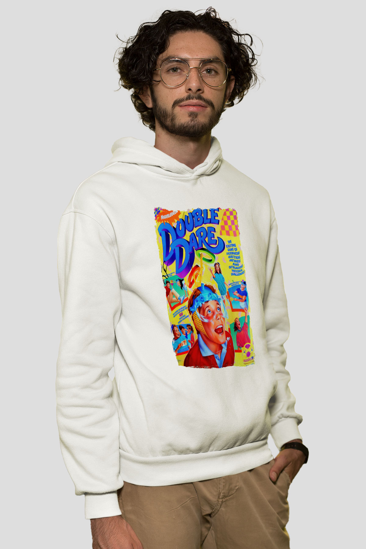 Double Dare Beyaz Unisex Hoodie