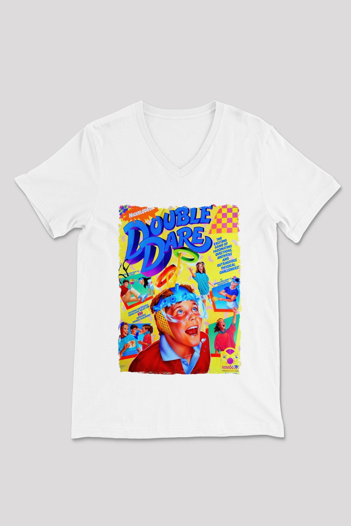 Double Dare Beyaz Unisex  V Yaka Tişört