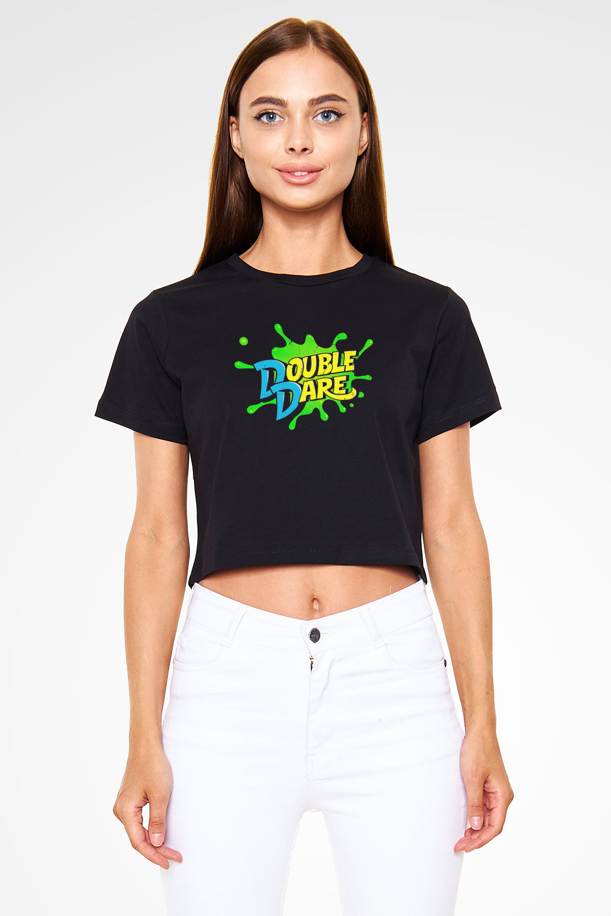 Double Dare Siyah   Crop Top Tişört