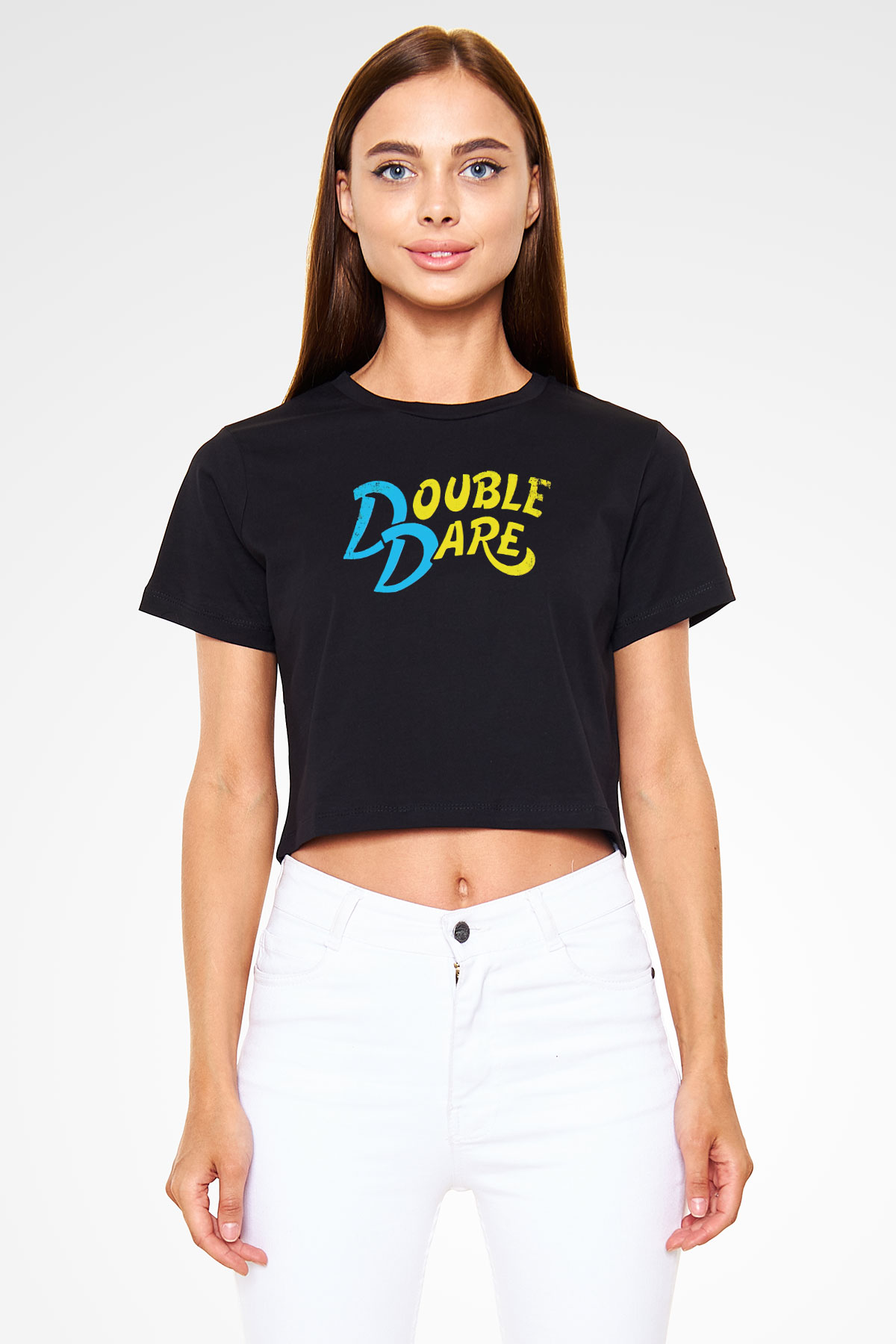 Double Dare Siyah   Crop Top Tişört