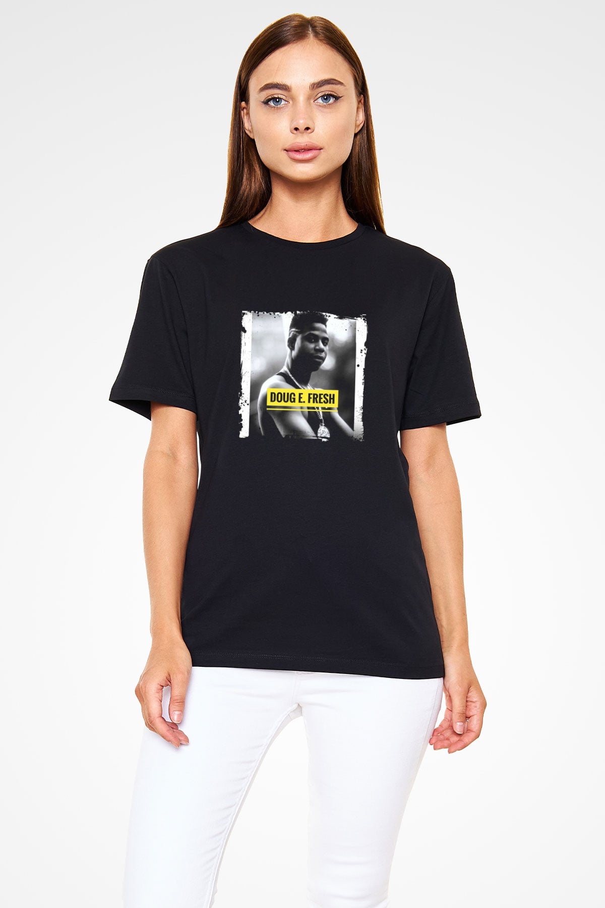 Doug E. Fresh Baskılı Unisex Siyah Tişört