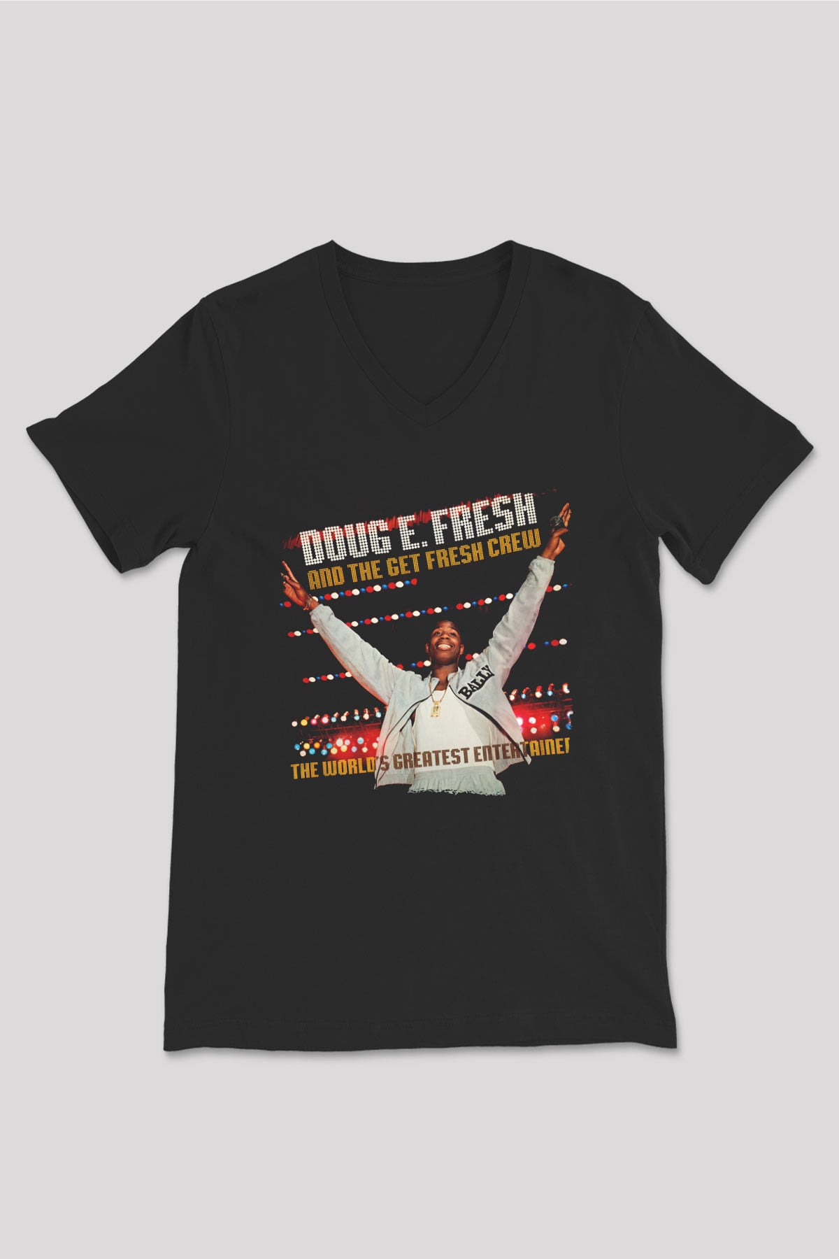 Doug E. Fresh Siyah Unisex V Yaka Tişört