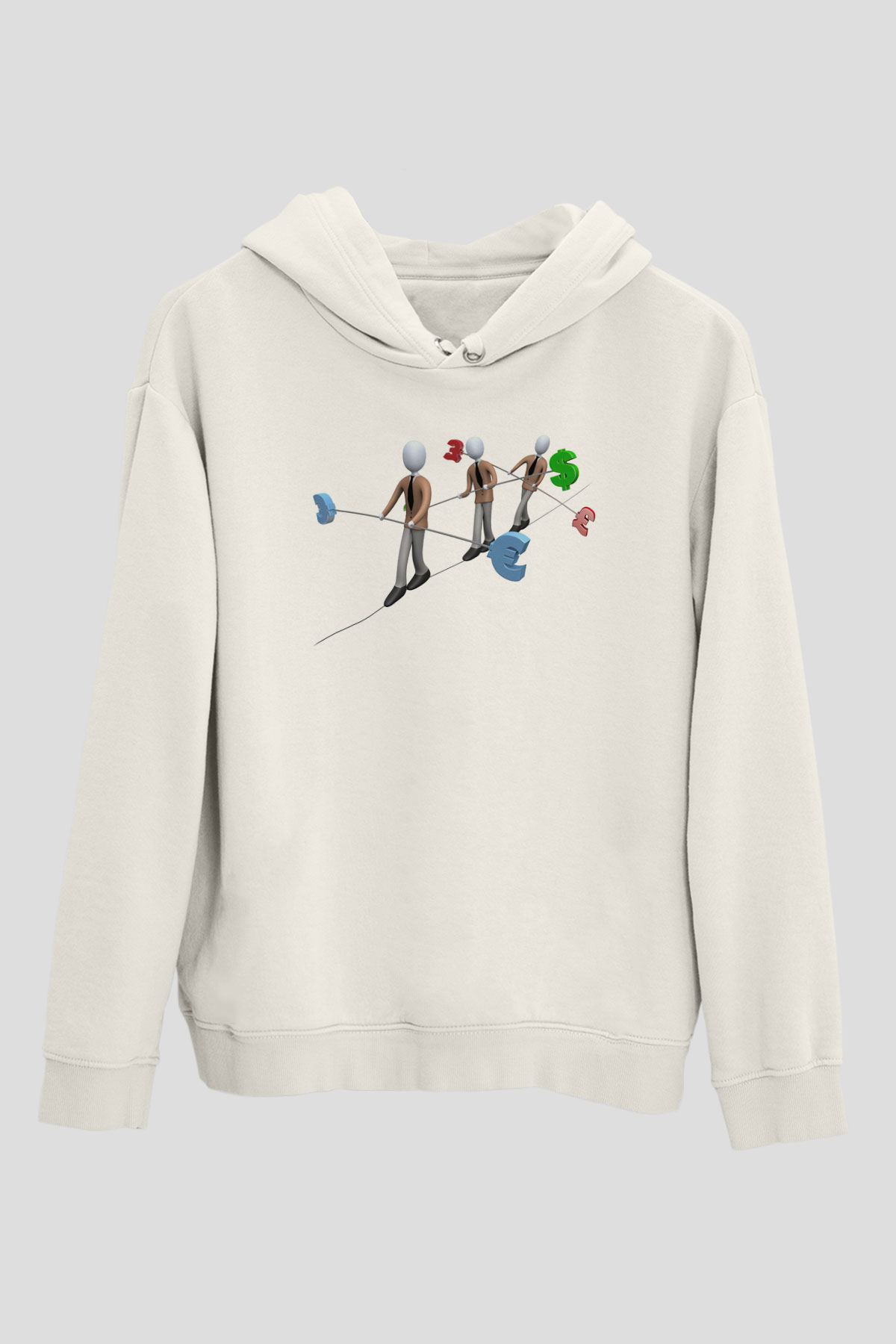 Dövizci Beyaz Unisex Kapüşonlu Sweatshirt