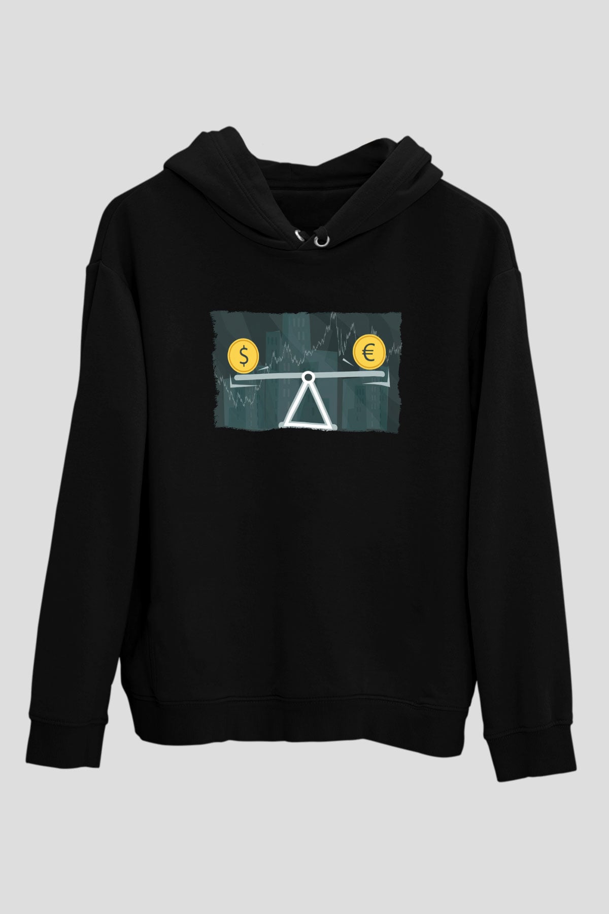 Dövizci Siyah Unisex Kapüşonlu Sweatshirt