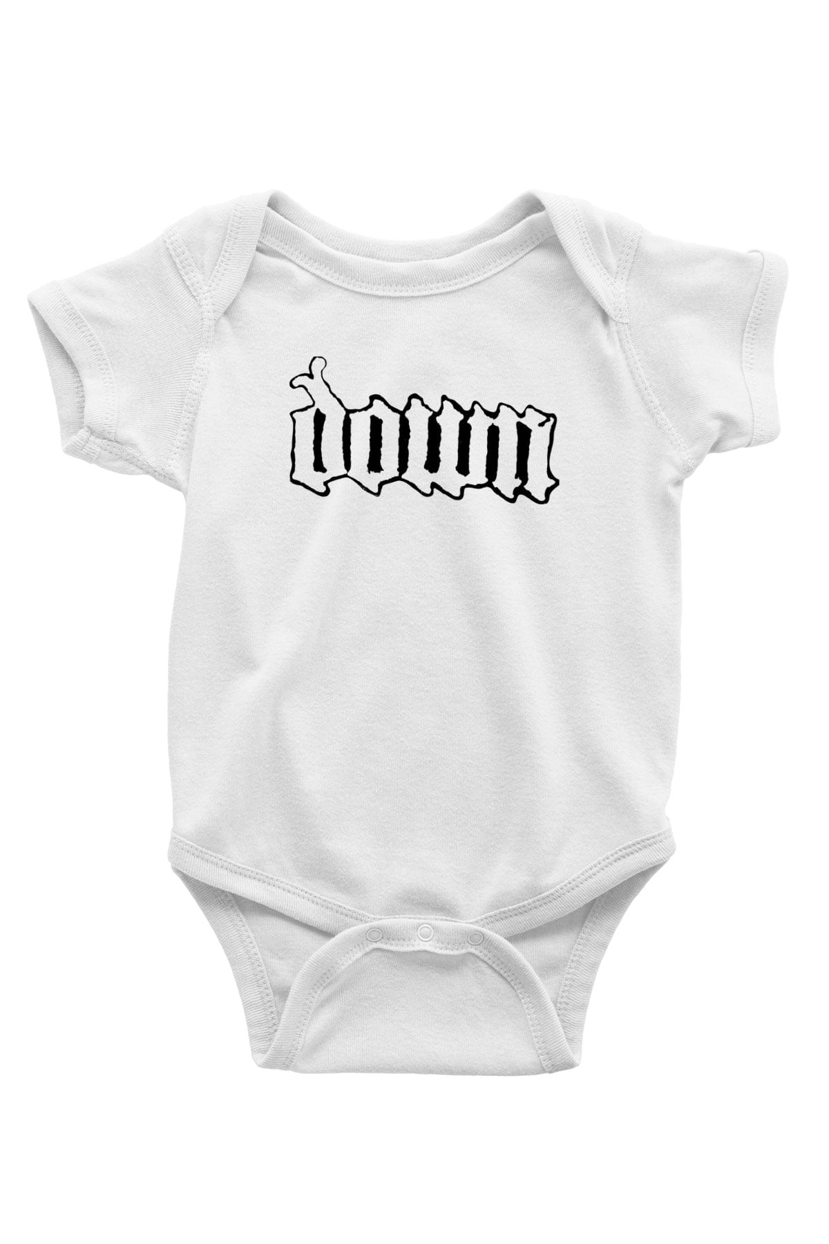 Down Baskılı Beyaz Unisex Bebek Body - Zıbın