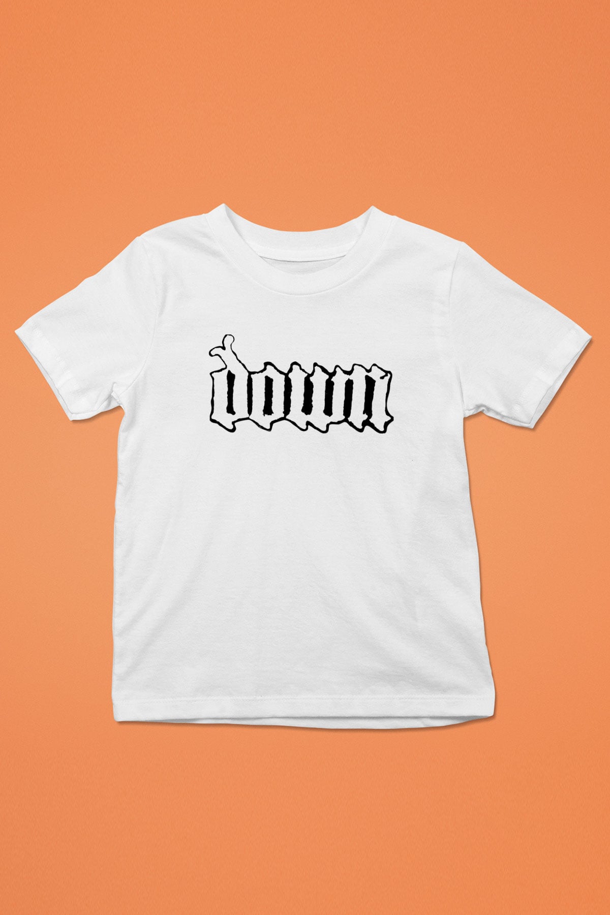 Down Baskılı Beyaz Unisex Çocuk Tişört