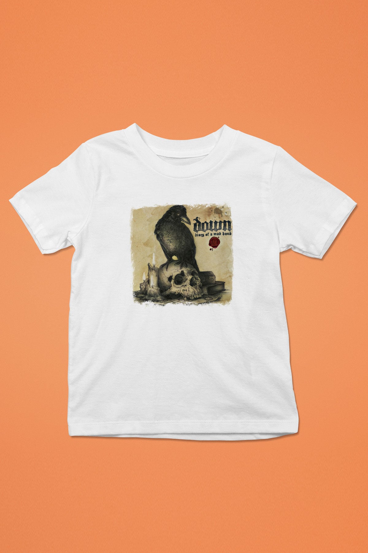Down Baskılı Unisex Beyaz Çocuk Tişört