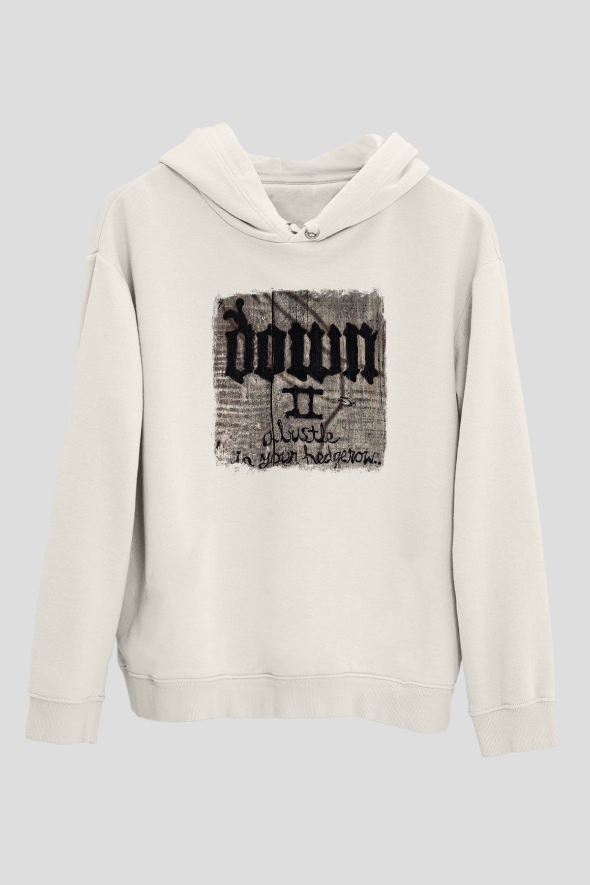 Down Baskılı Unisex Beyaz Hoodie