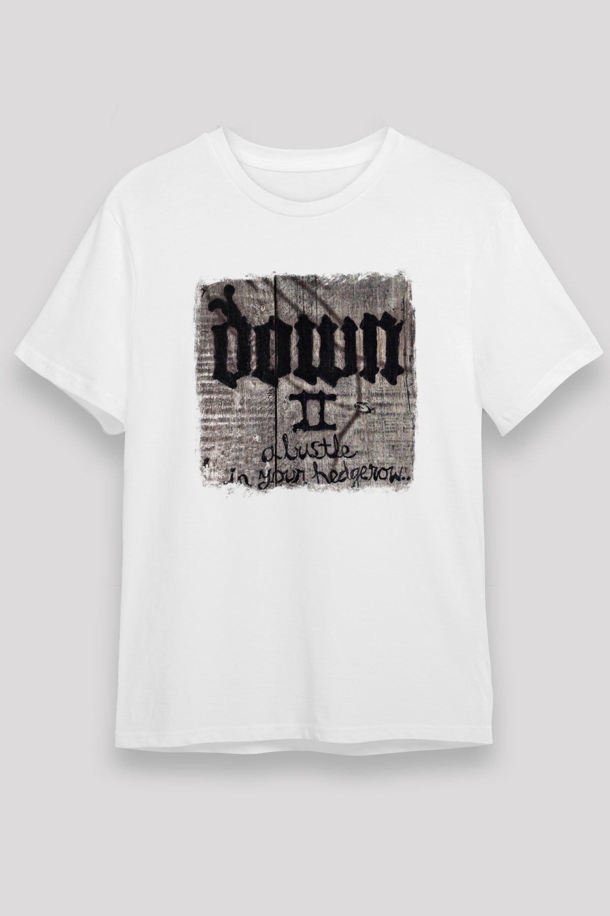 Down Baskılı Unisex Beyaz Tişört
