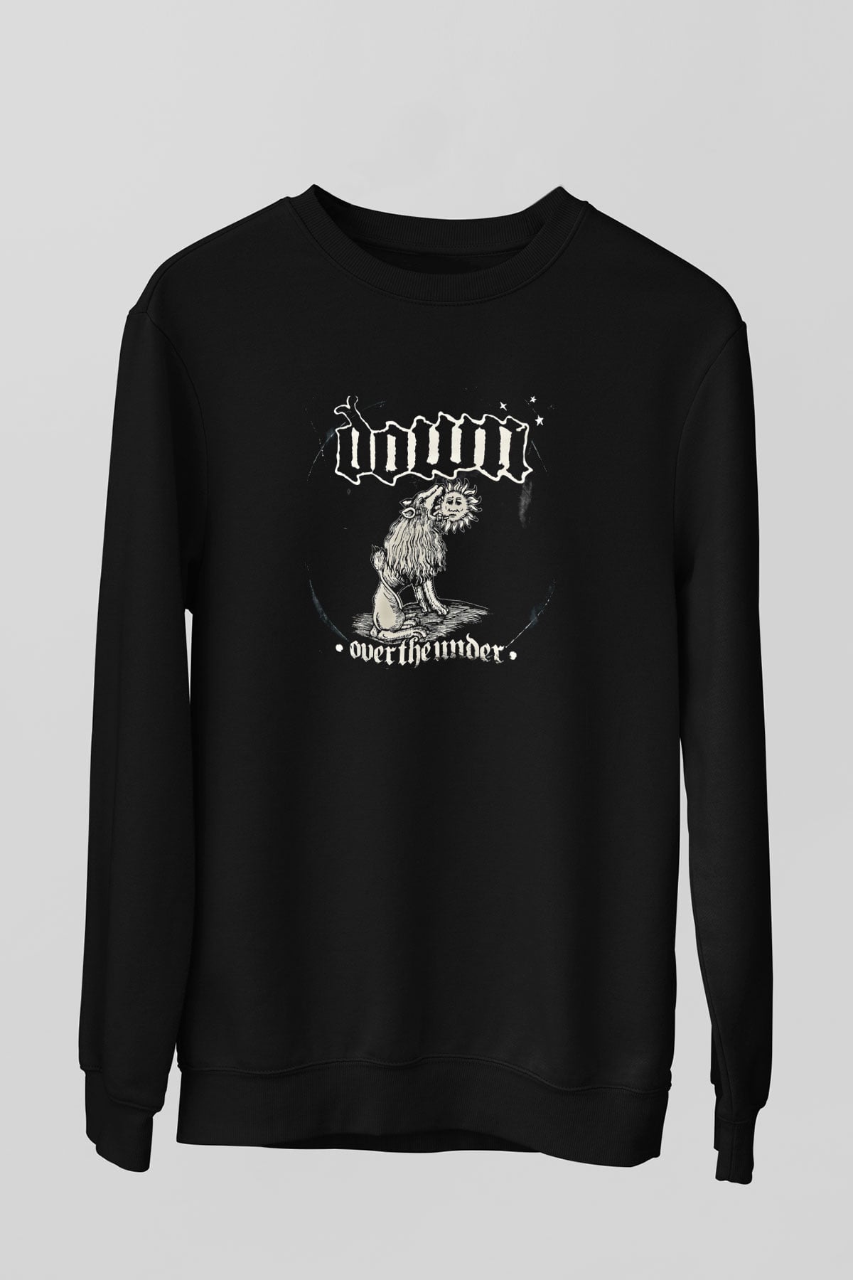 Down Baskılı Unisex Siyah Sweatshirt