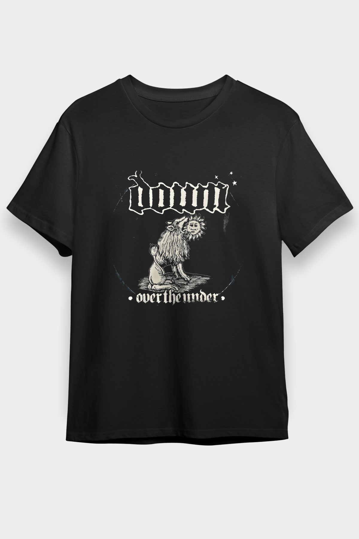 Down Baskılı Unisex Siyah Tişört