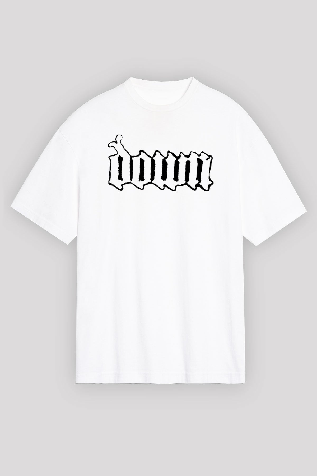 Down Beyaz Unisex Oversize Tişört T-Shirt