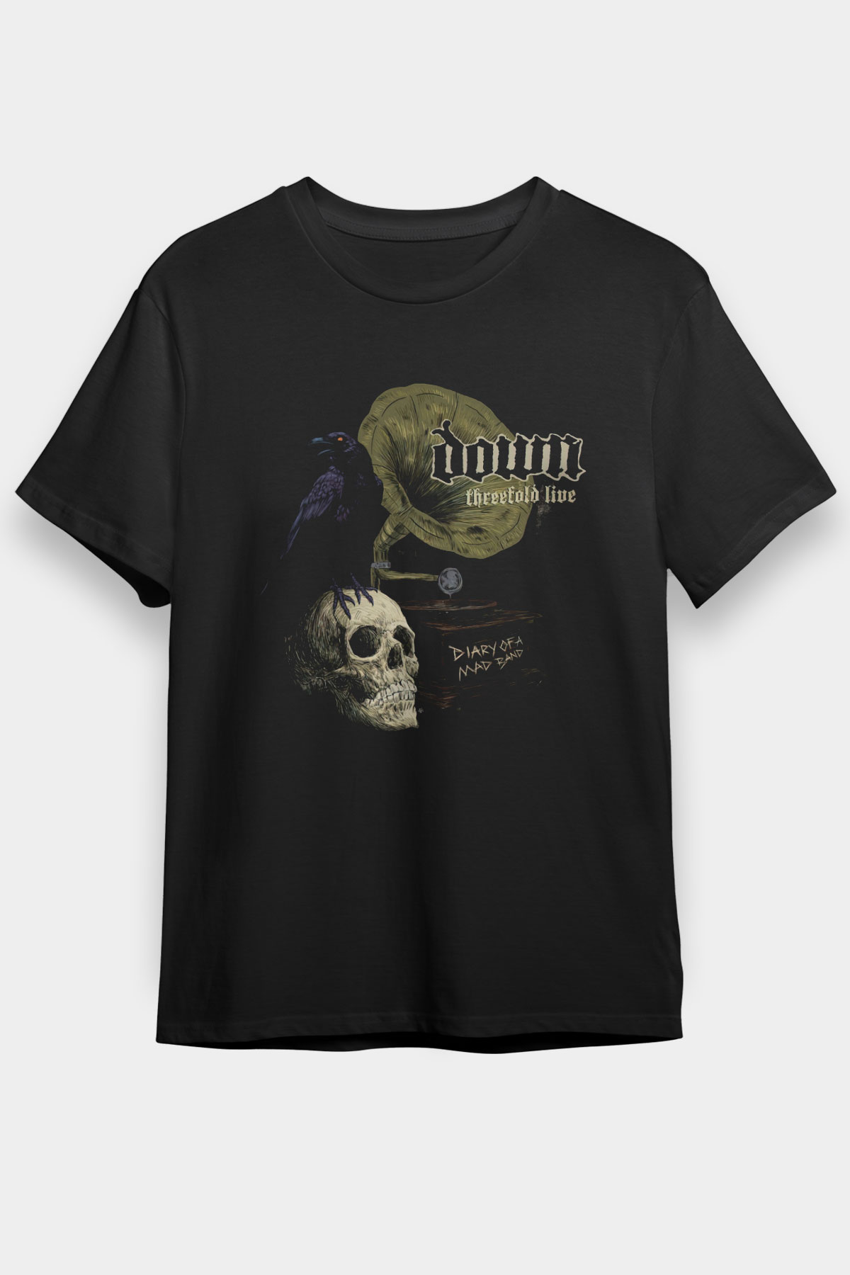 Down Siyah Unisex Tişört T-Shirt - TişörtFabrikası