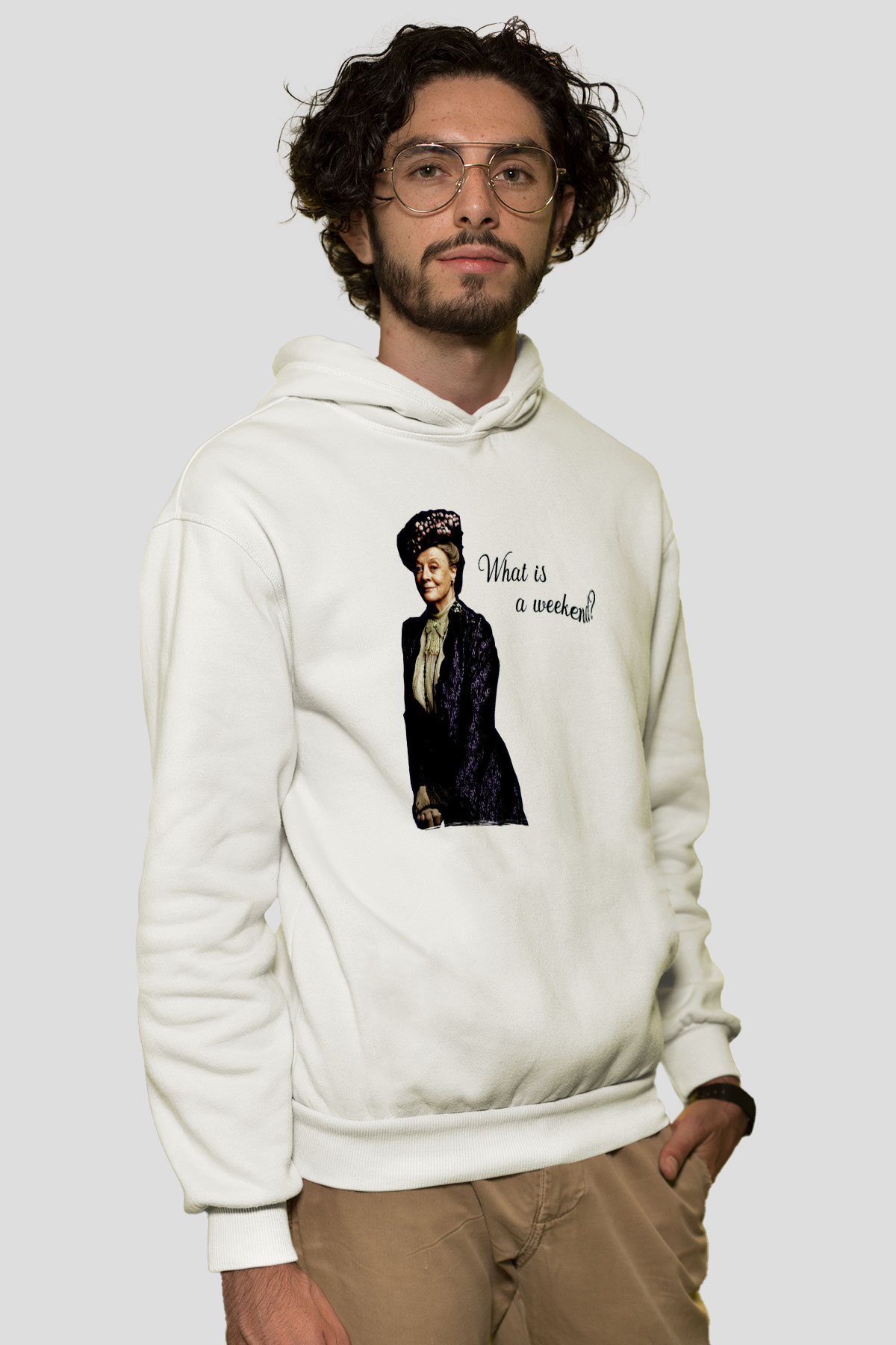 Downtown Abbey Beyaz Unisex Hoodie