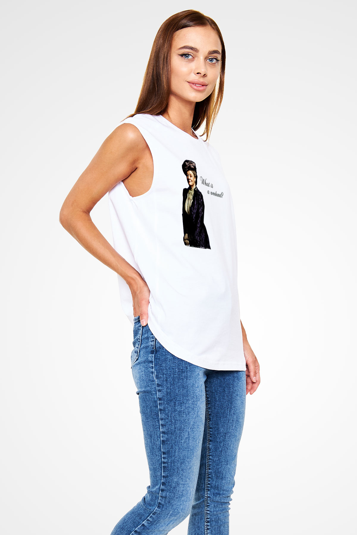 Downtown Abbey Beyaz Unisex Kolsuz Tişört
