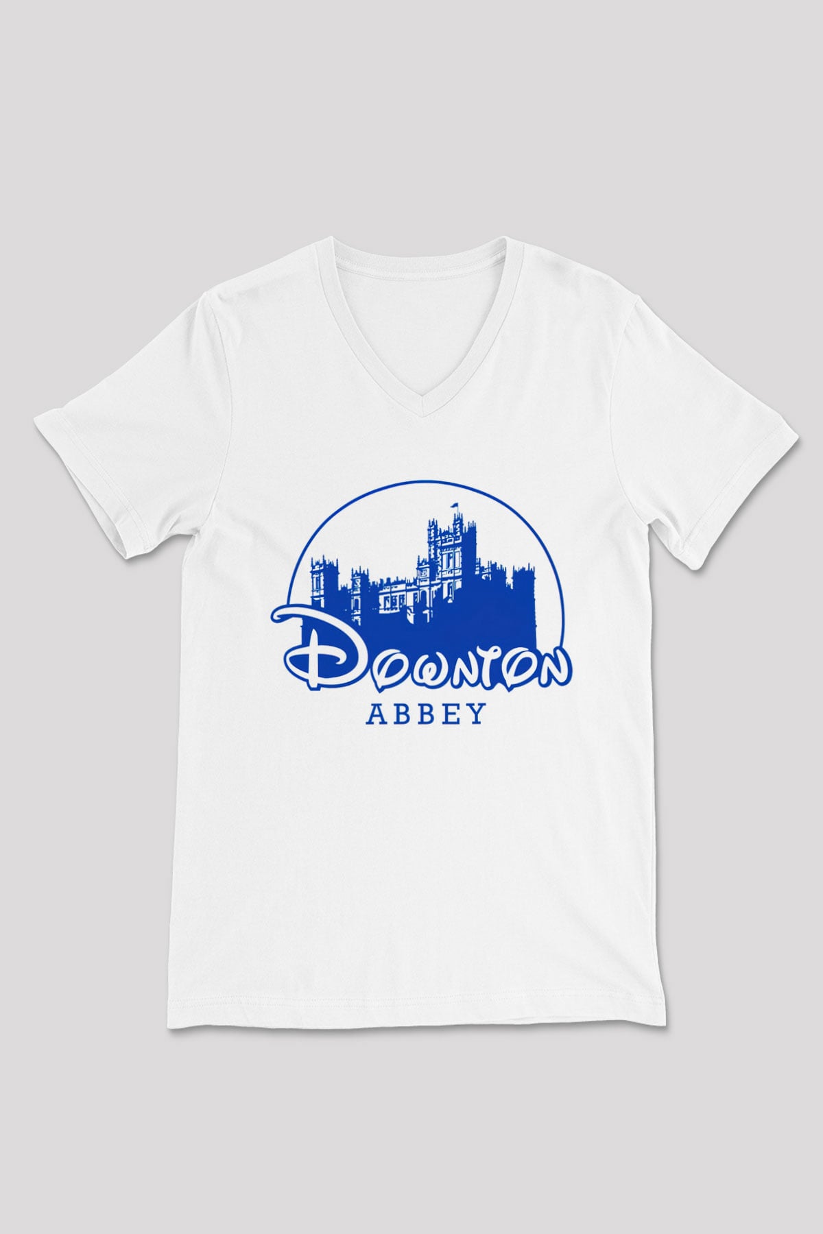 Downtown Abbey Beyaz Unisex V Yaka Tişört
