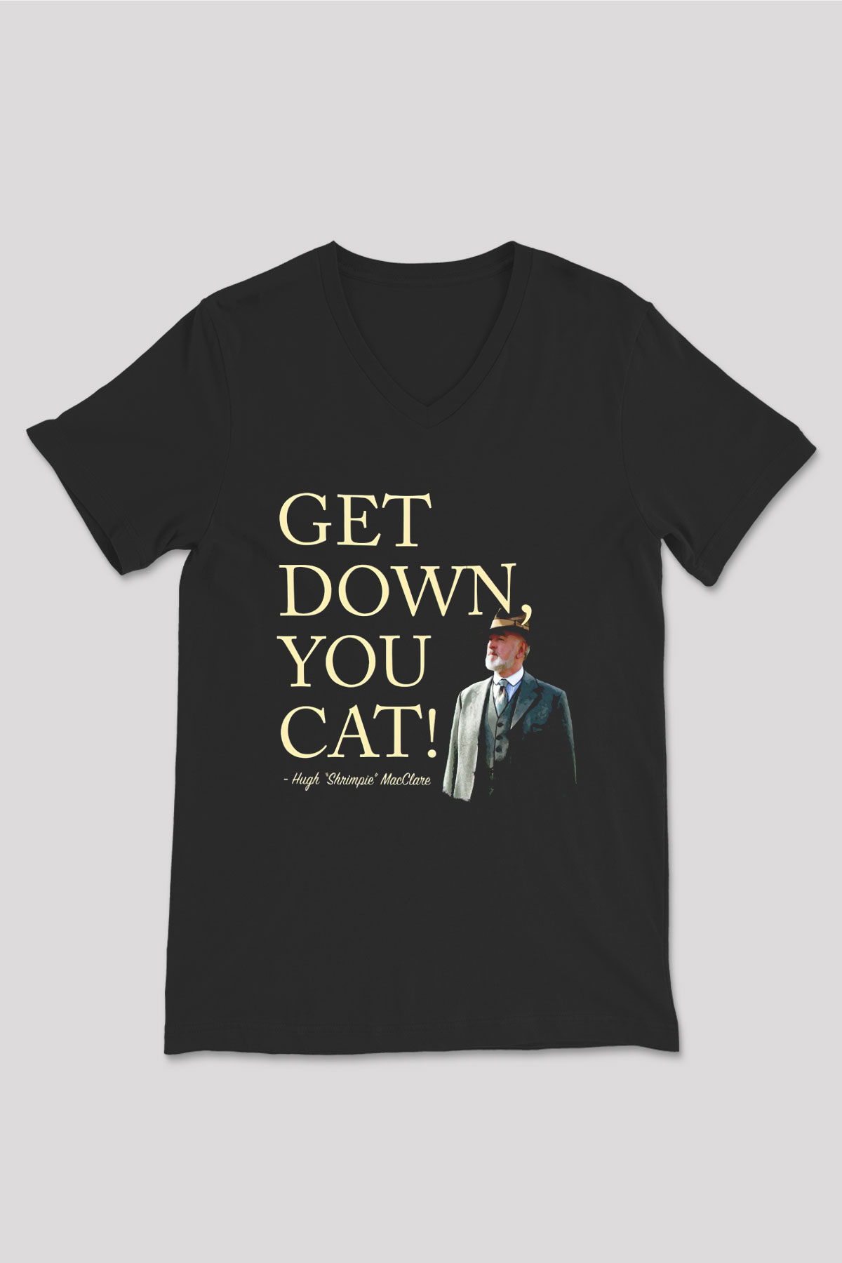 Downtown Abbey Siyah Unisex V Yaka Tişört