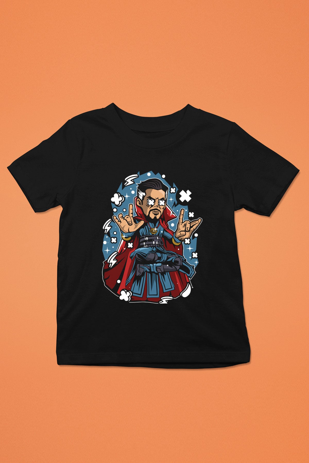 Dr Strange Baskılı Unisex Siyah Çocuk Tişört