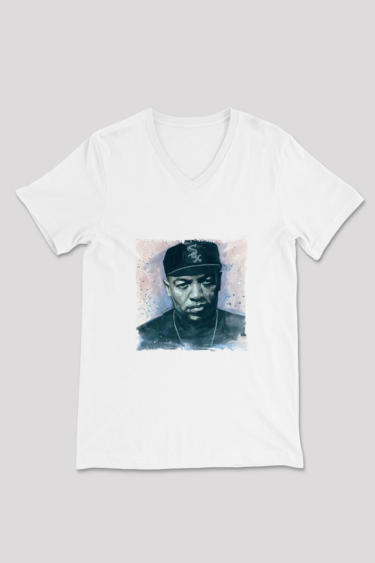 Dr. Dre Baskılı Beyaz V Yaka Unisex Tişört