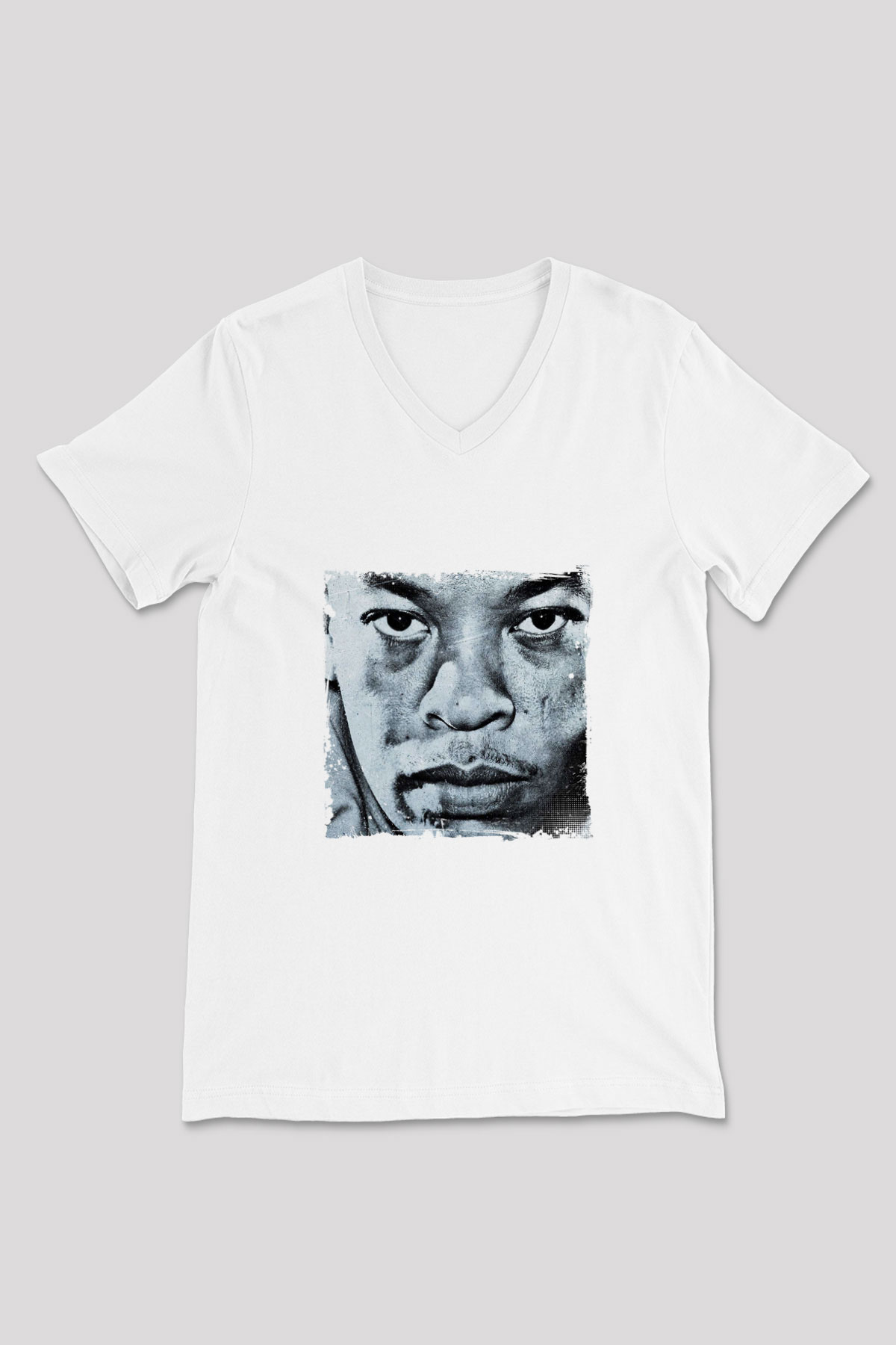 Dr. Dre Baskılı Beyaz V Yaka Unisex Tişört