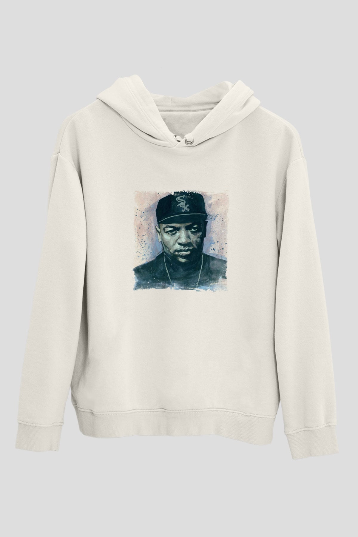 Dr. Dre Baskılı Unisex Beyaz Kapüşonlu Sweatshirt