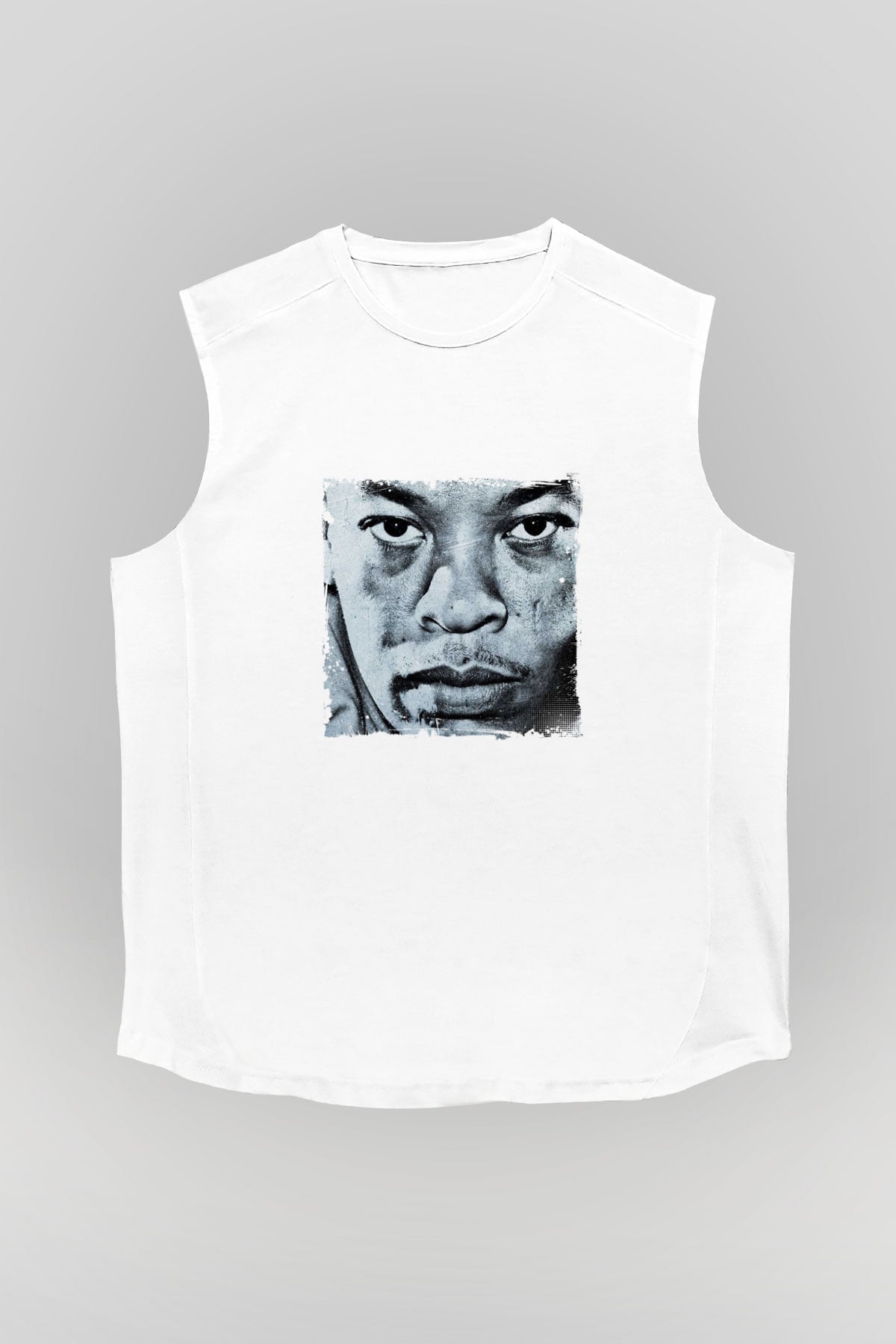 Dr. Dre Baskılı Unisex Beyaz Kolsuz Tişört