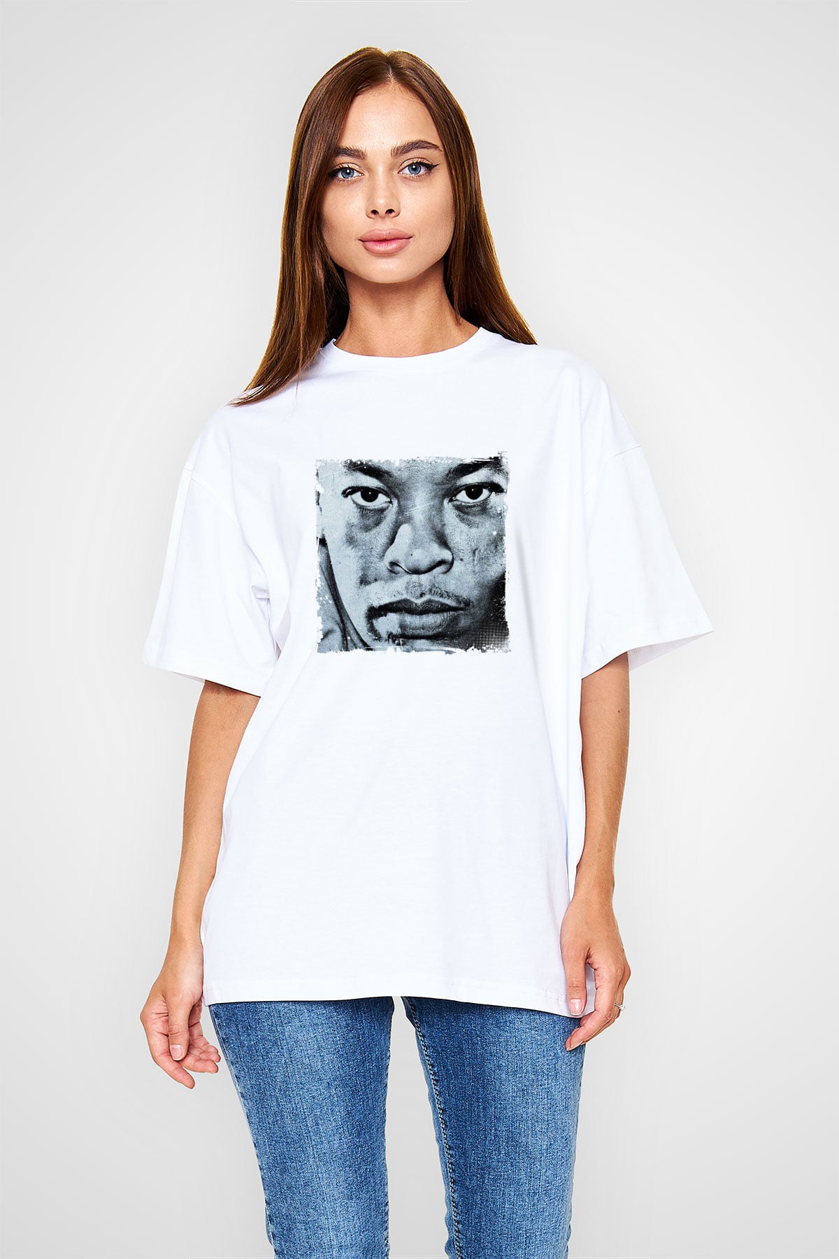 Dr. Dre Baskılı Unisex Beyaz Tişört