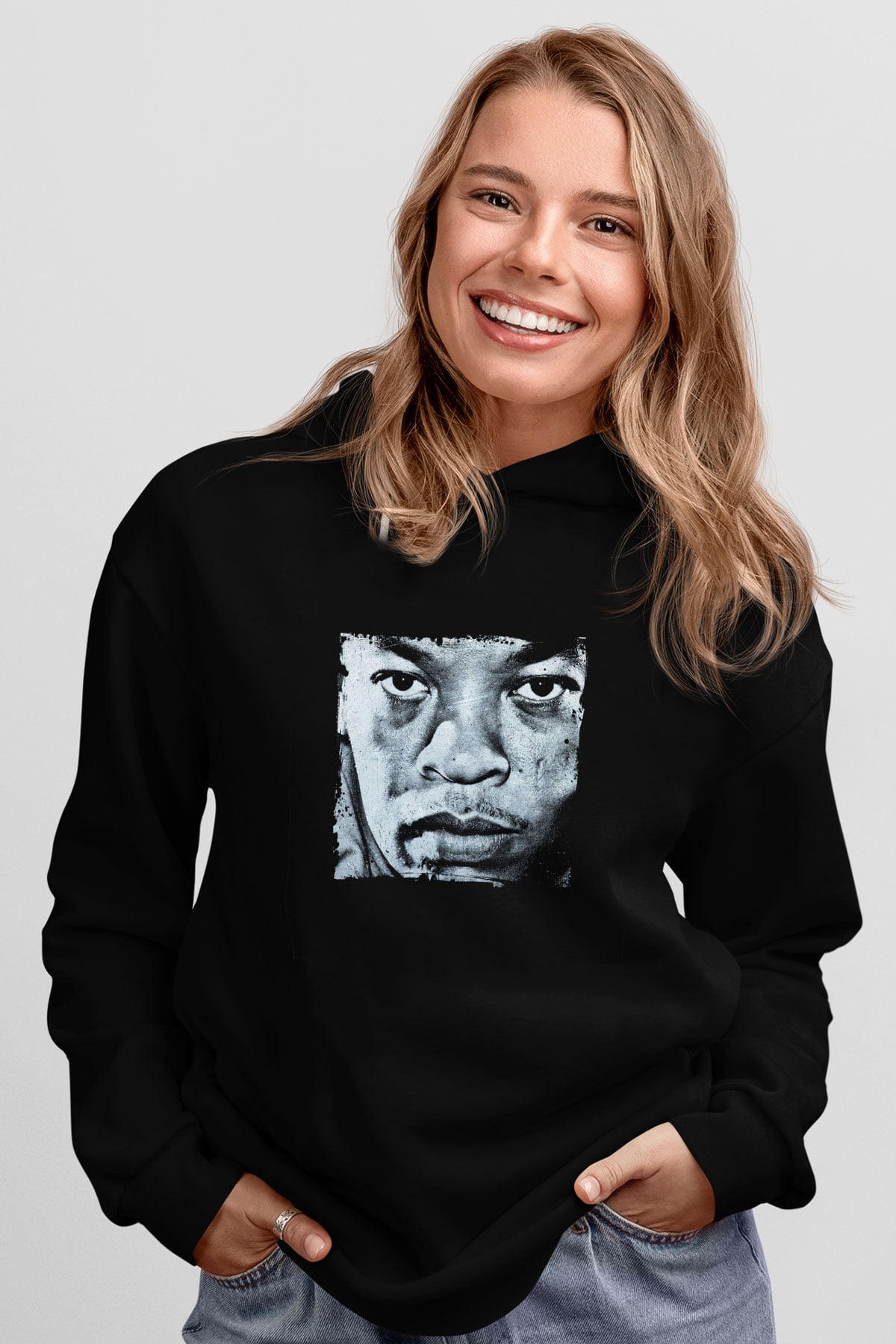 Dr. Dre Baskılı Unisex Siyah Hoodie