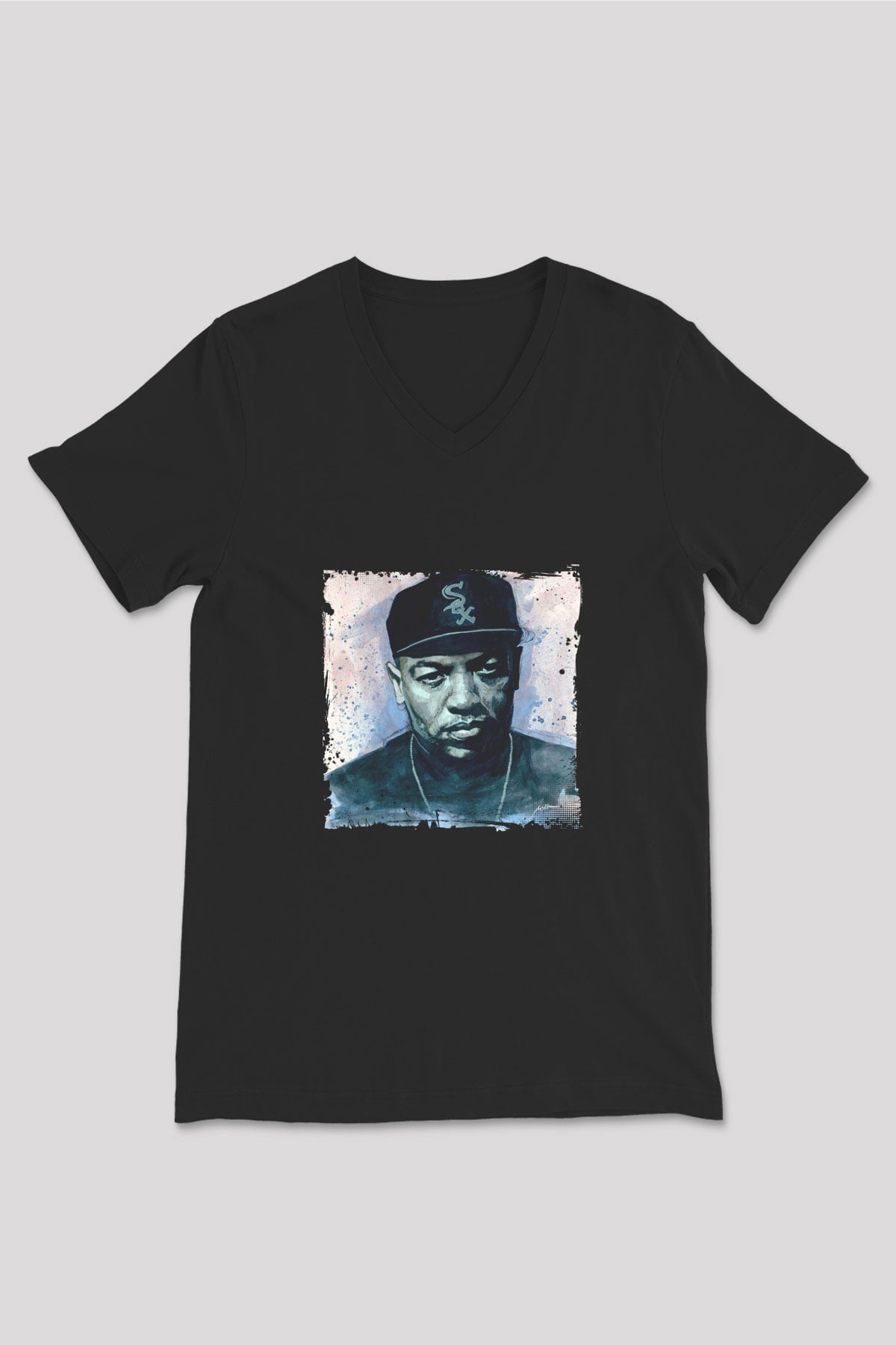 Dr. Dre Baskılı Unisex Siyah V Yaka Tişört