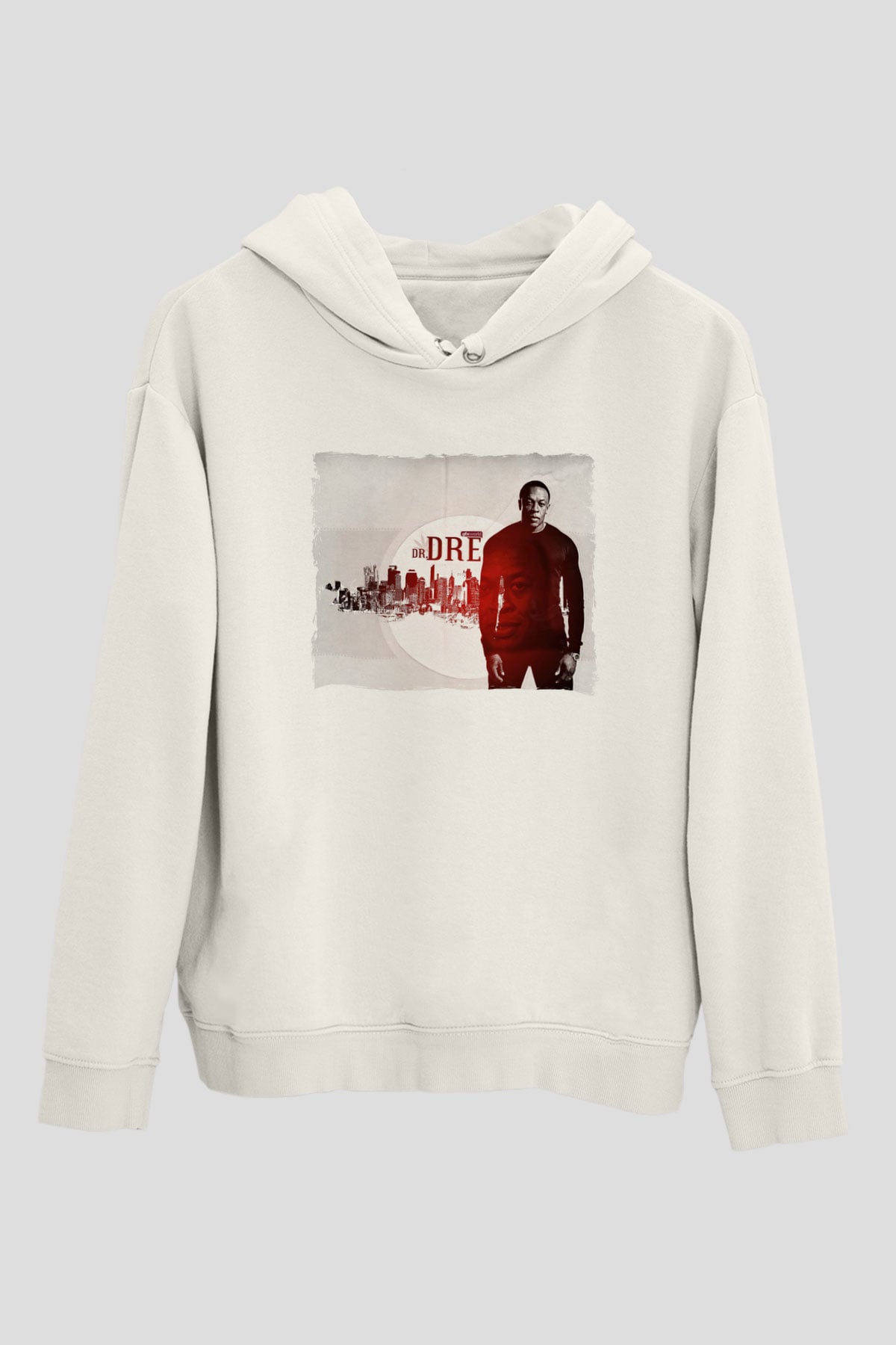 Dr.Dre Beyaz Unisex Kapüşonlu Sweatshirt