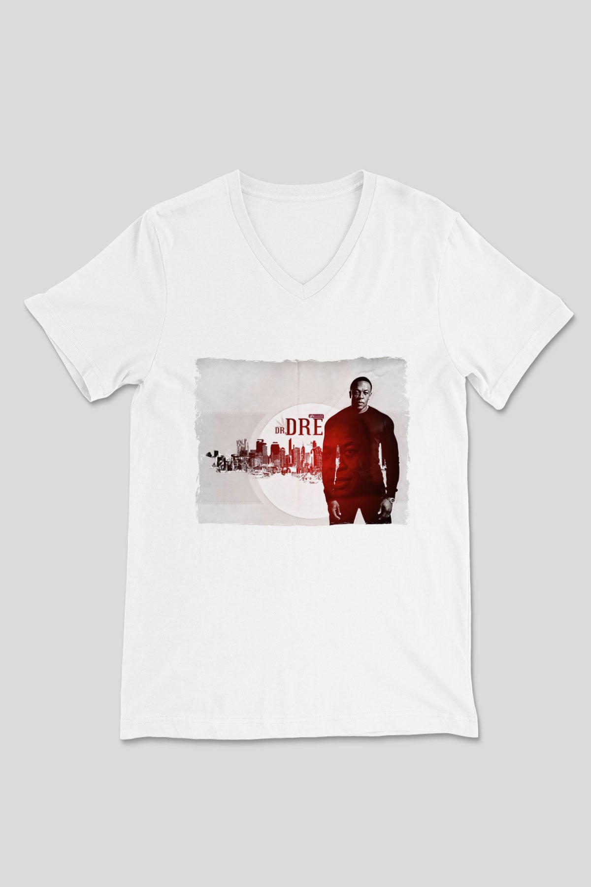 Dr.Dre Beyaz Unisex V Yaka Tişört