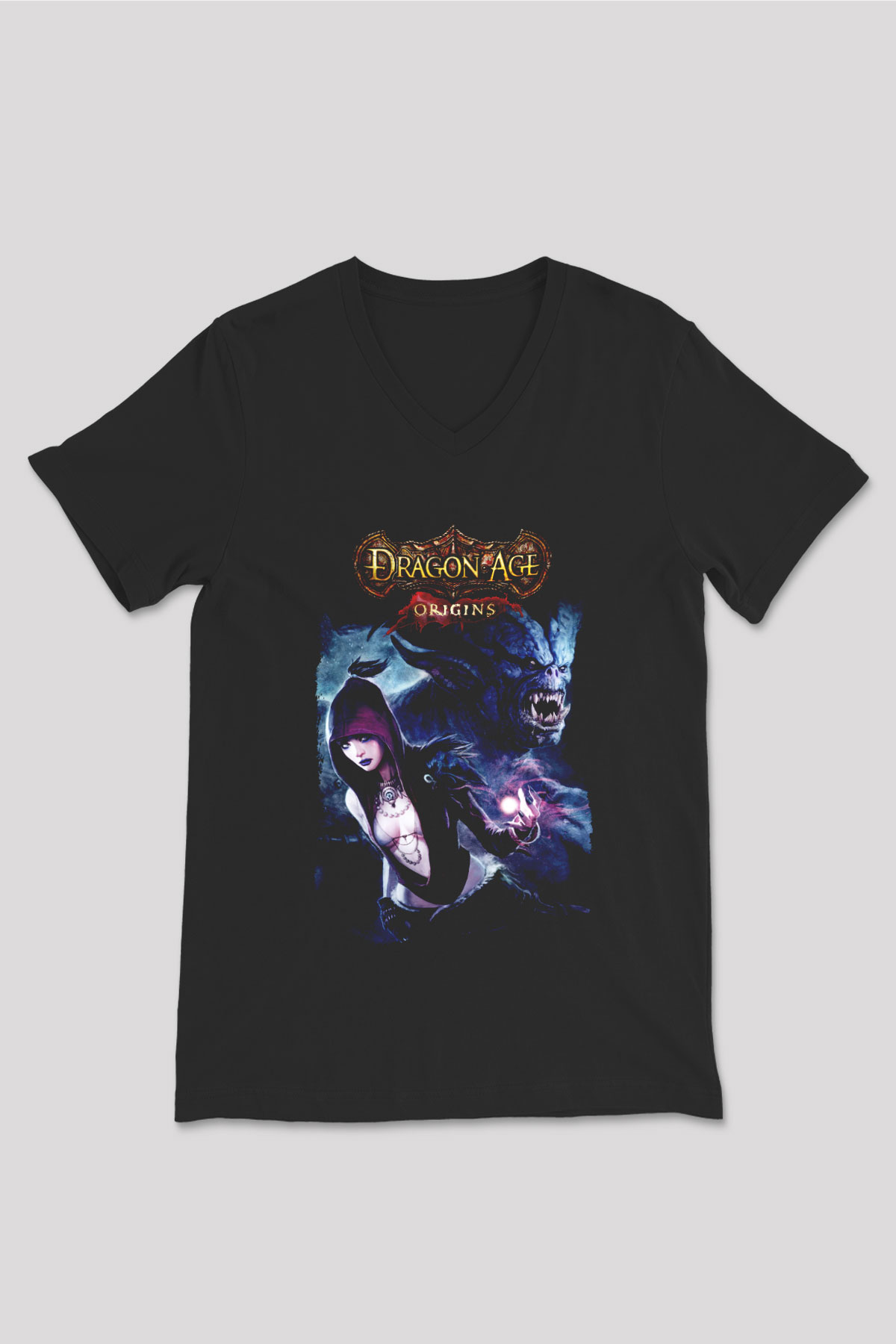 Dragon Age Siyah Unisex V Yaka Tişört