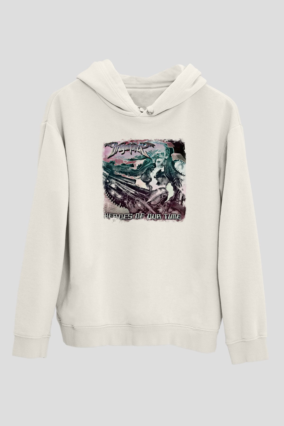 Dragon Force Baskılı Unisex Beyaz Hoodie