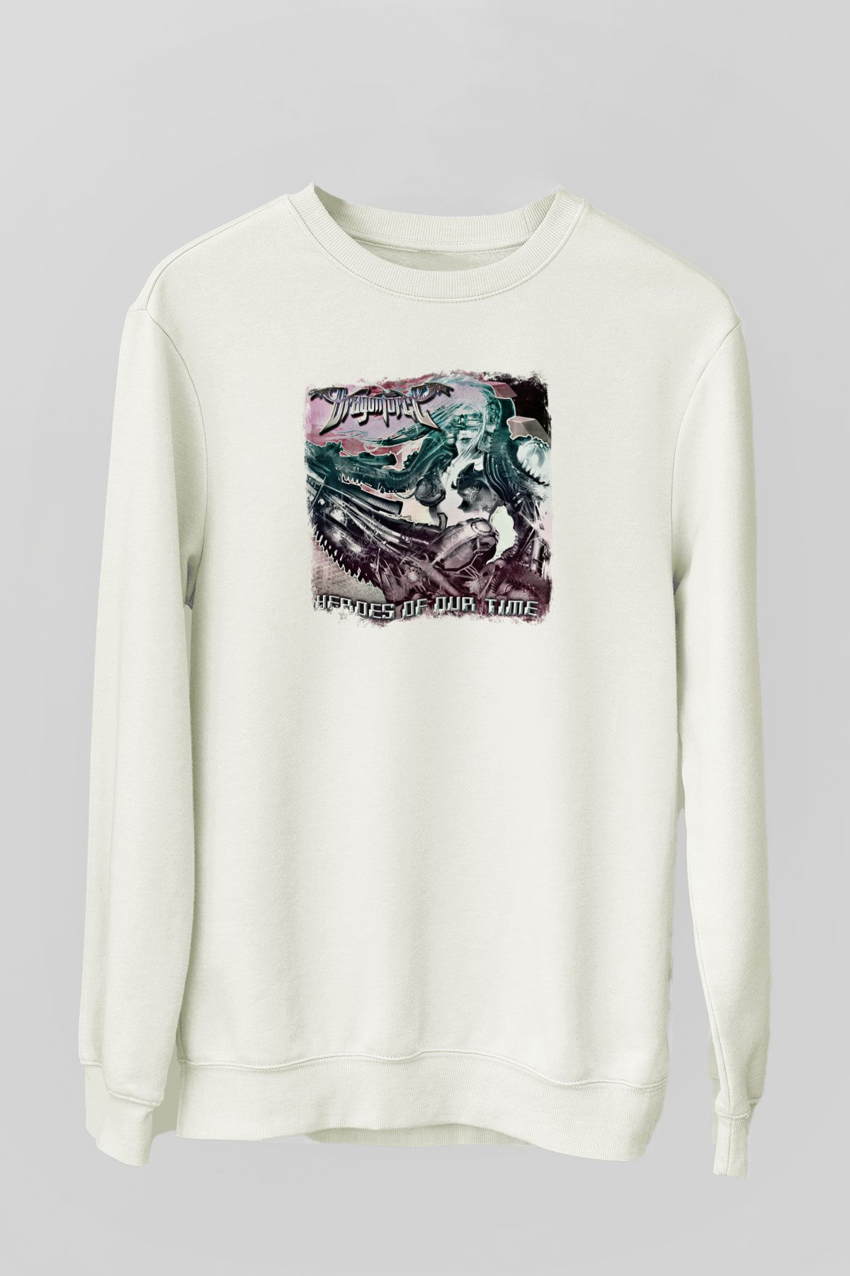 Dragon Force Baskılı Unisex Beyaz Sweatshirt