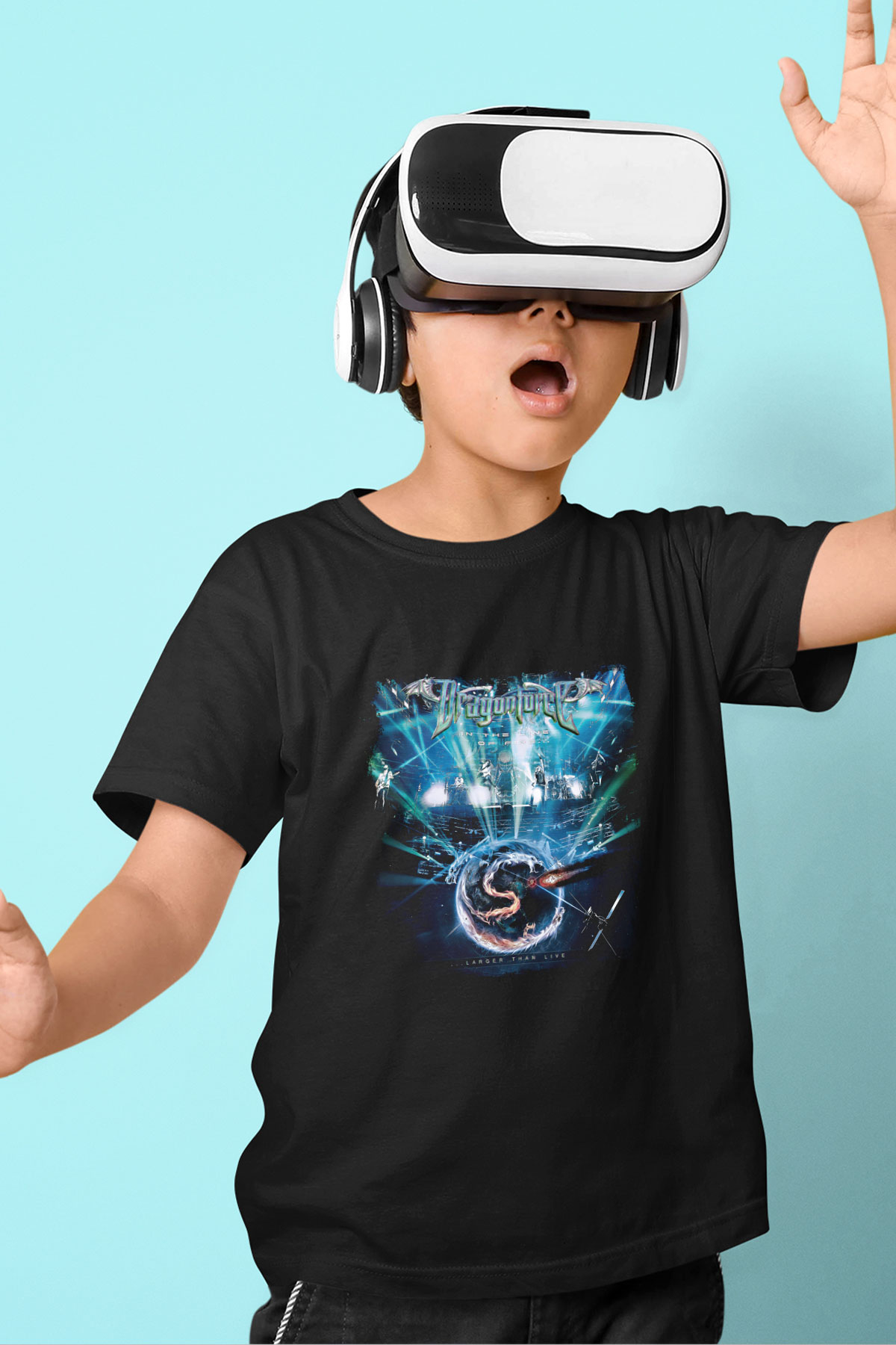 Dragon Force Baskılı Unisex Siyah Çocuk Tişört