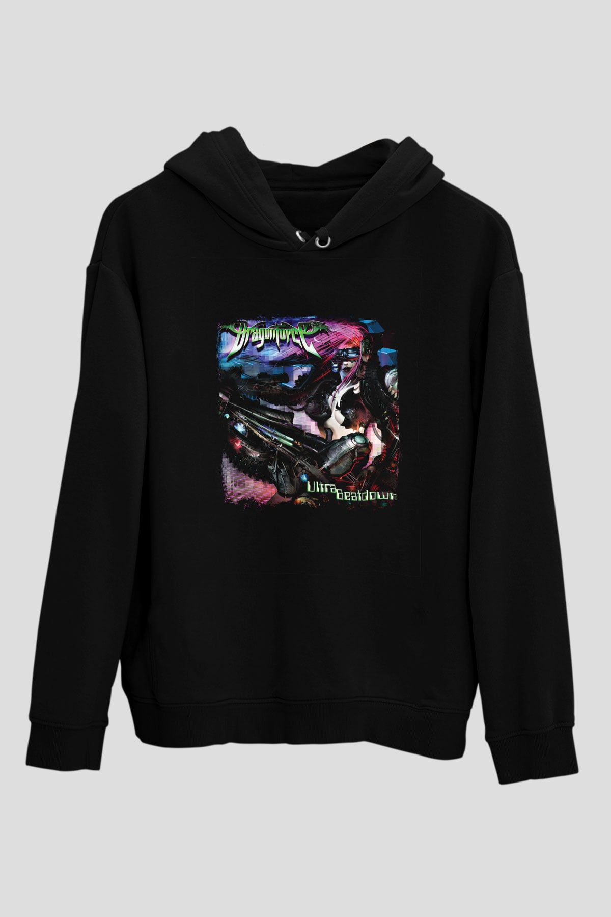 Dragon Force Baskılı Unisex Siyah Hoodie