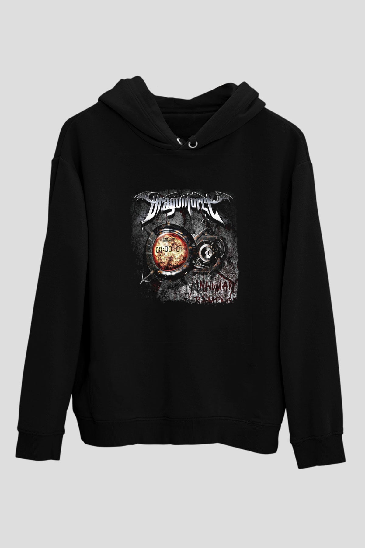 Dragon Force Baskılı Unisex Siyah Hoodie