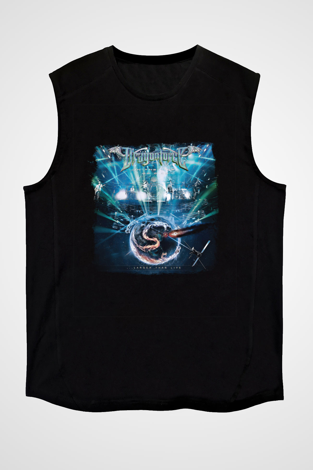 Dragon Force Baskılı Unisex Siyah Kolsuz Tişört