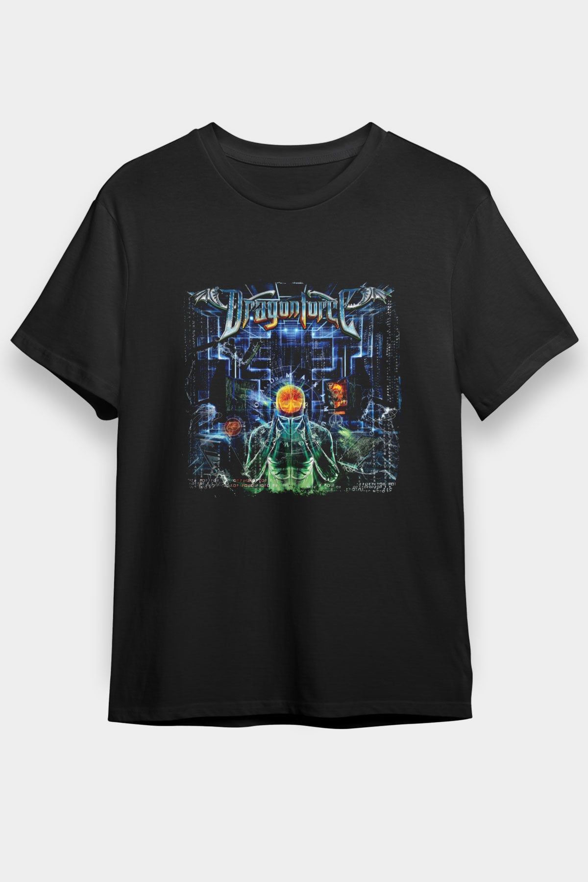 Dragon Force Baskılı Unisex Siyah Tişört