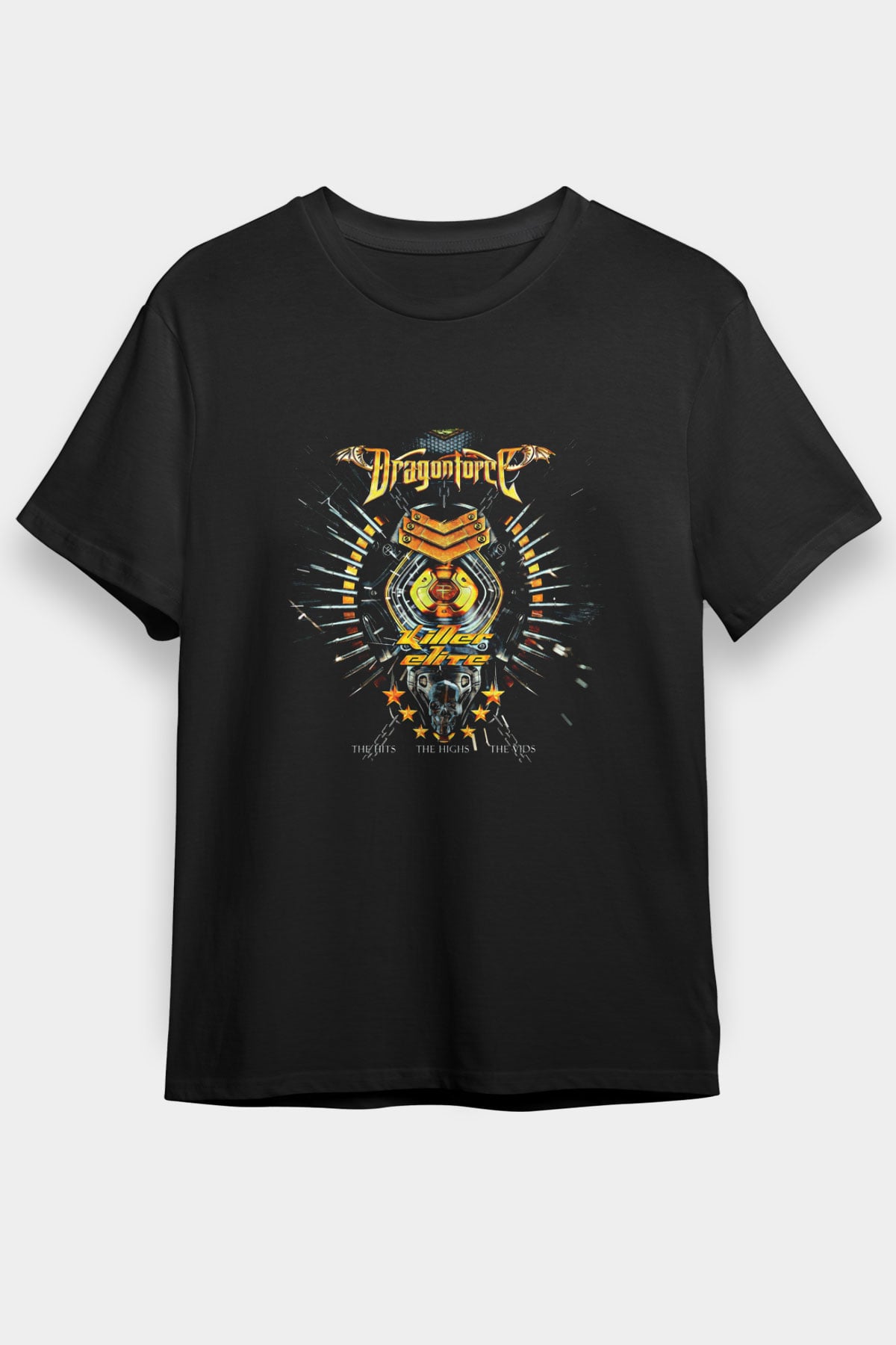 Dragon Force Baskılı Unisex Siyah Tişört