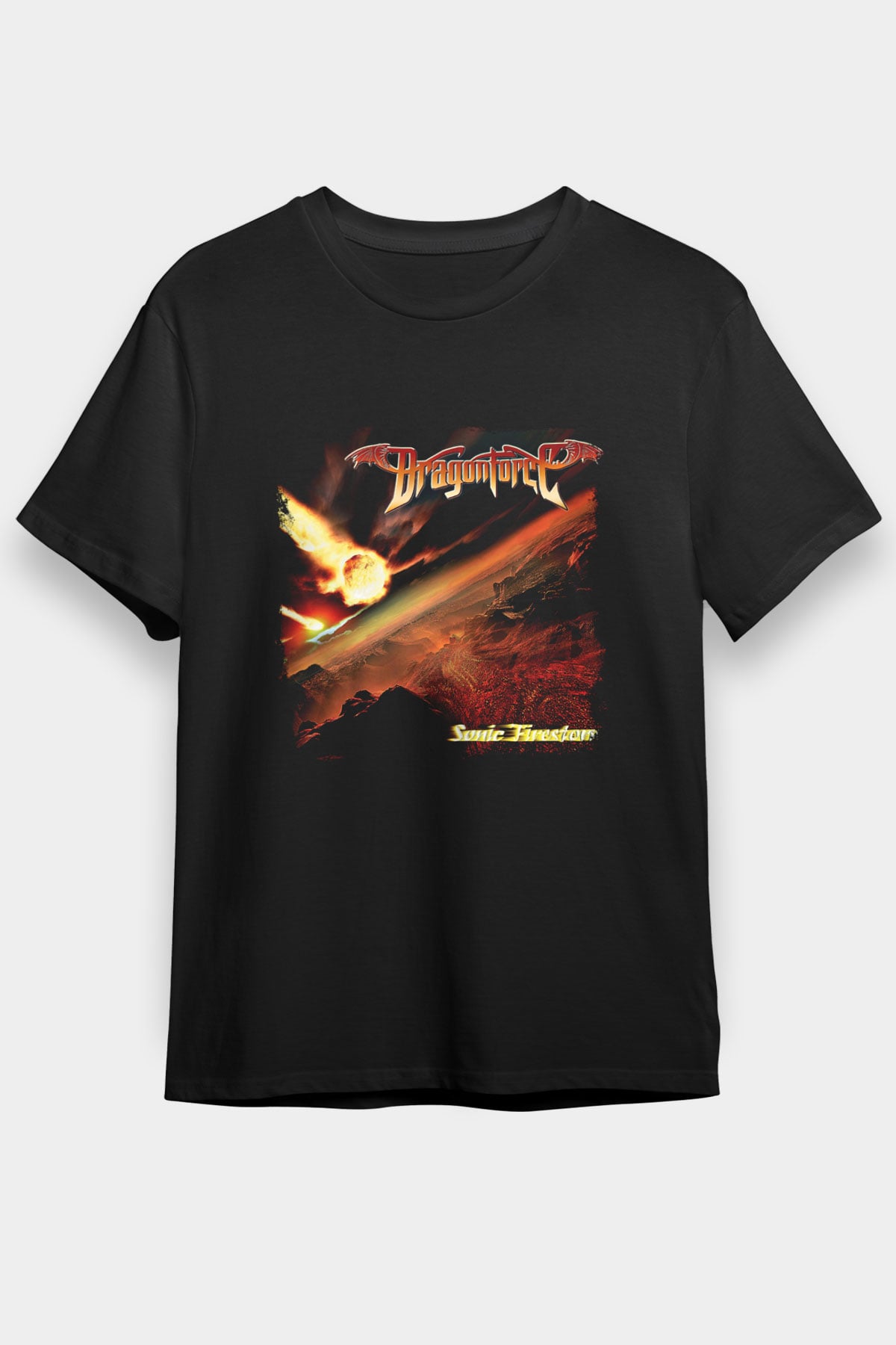 Dragon Force Baskılı Unisex Siyah Tişört