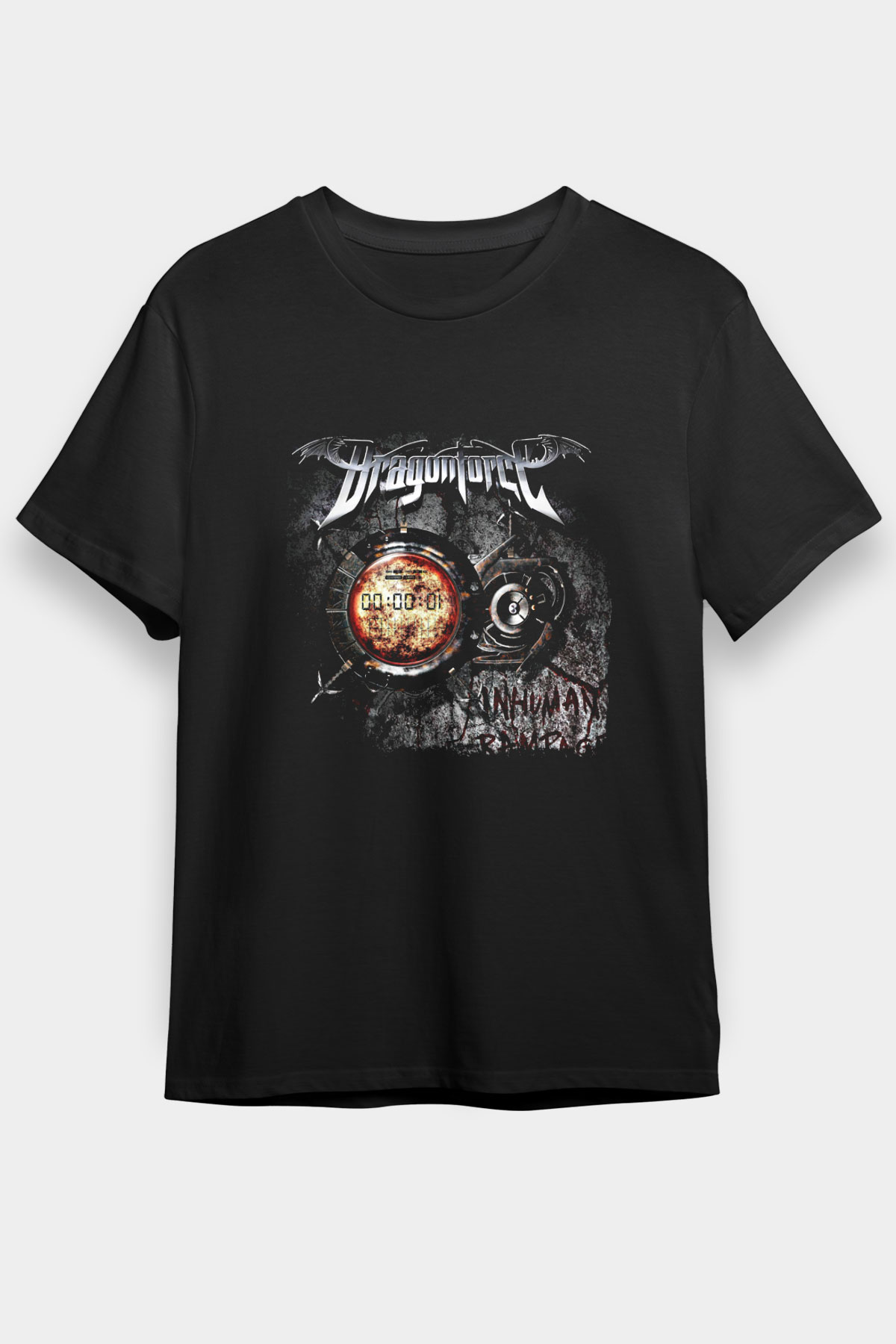 Dragon Force Baskılı Unisex Siyah Tişört