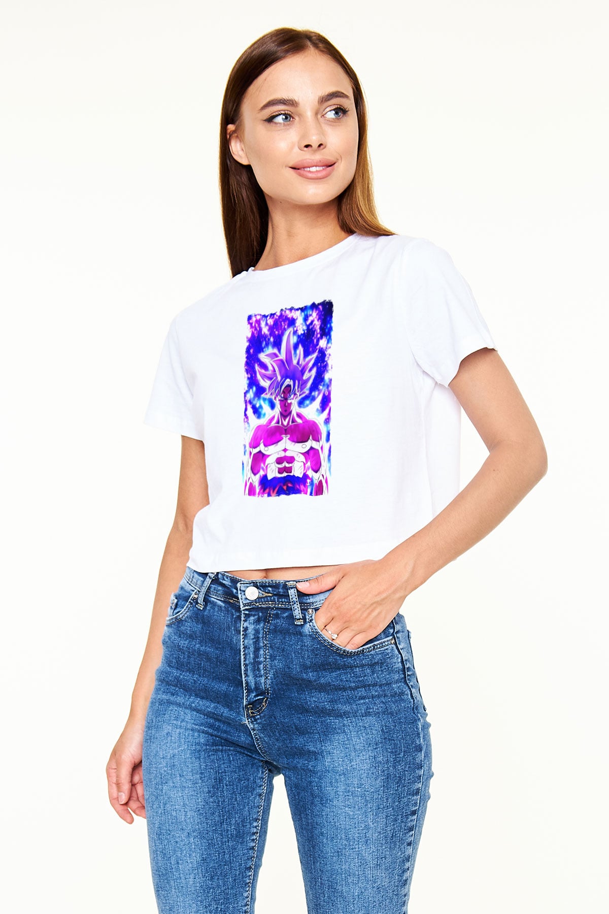 Dragonball Beyaz  Crop Top Tişört