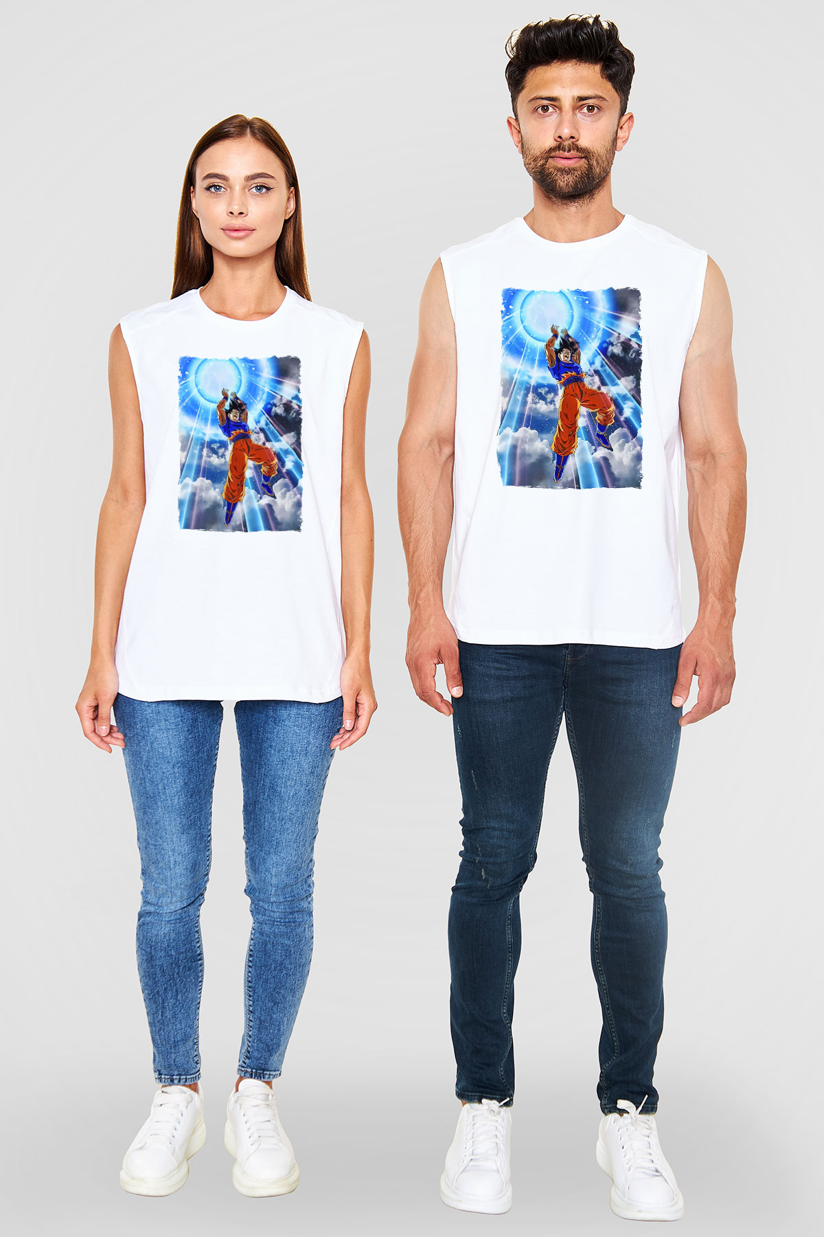 Dragonball Beyaz Unisex Kolsuz Tişört