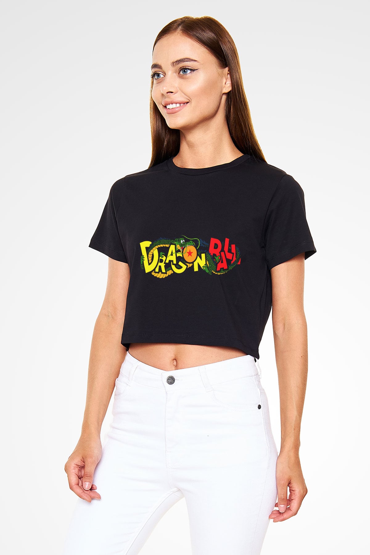 Dragonball Siyah Crop Top Tişört