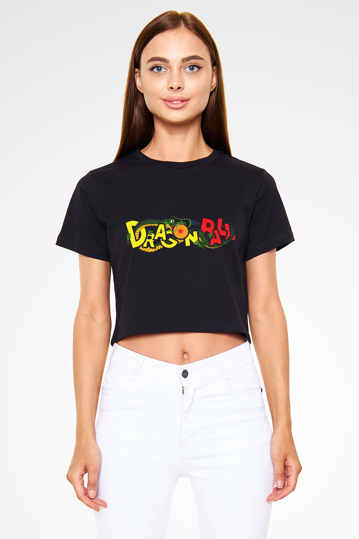 Dragonball Siyah Crop Top Tişört
