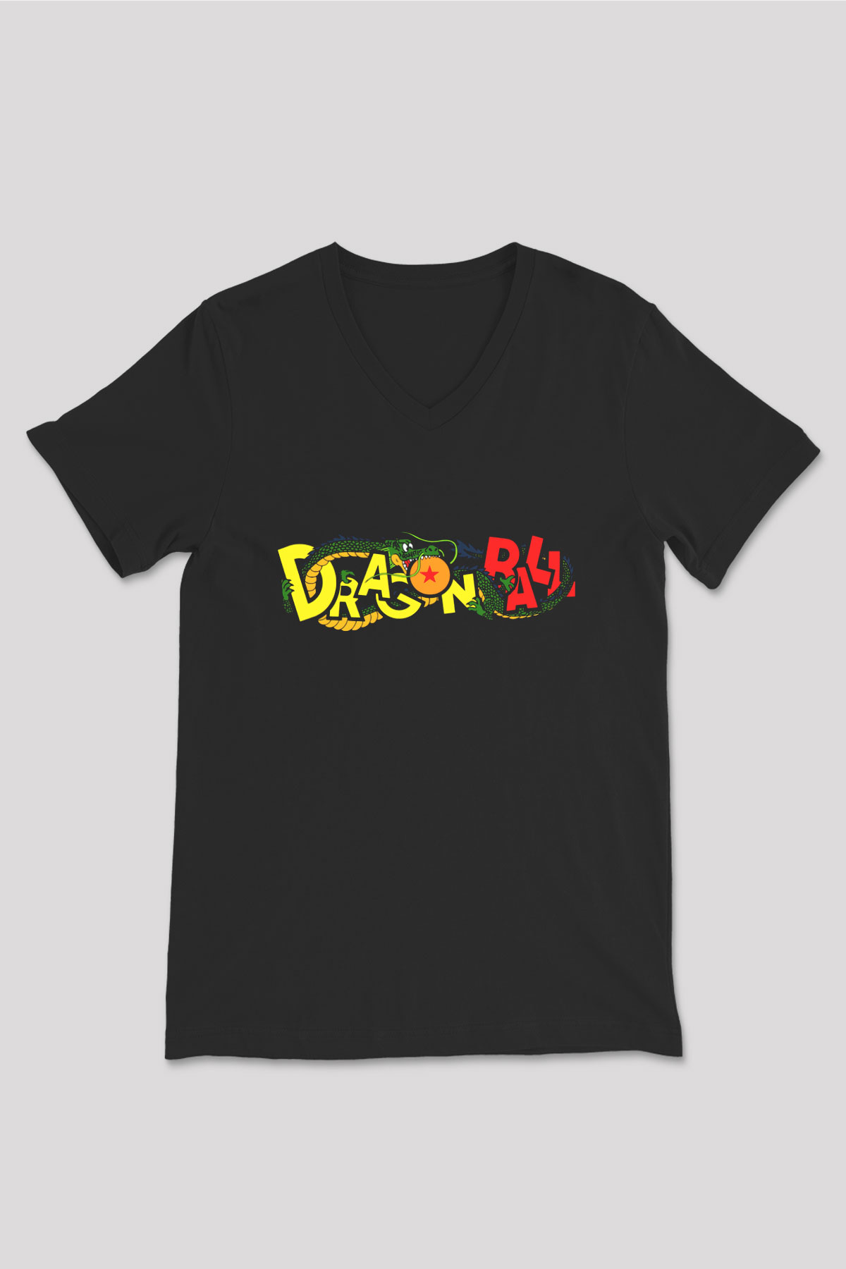 Dragonball Siyah Unisex V Yaka Tişört T-Shirt